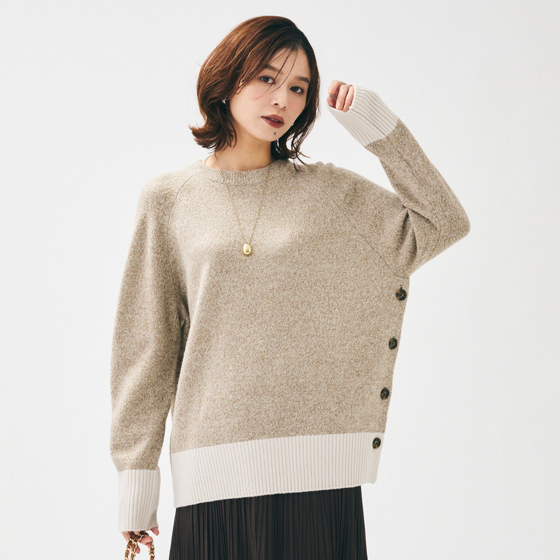 UNTITLED「【重ね着もおすすめ/洗える】ウールカシミヤ クルーネックニット」|ニット・セーター|