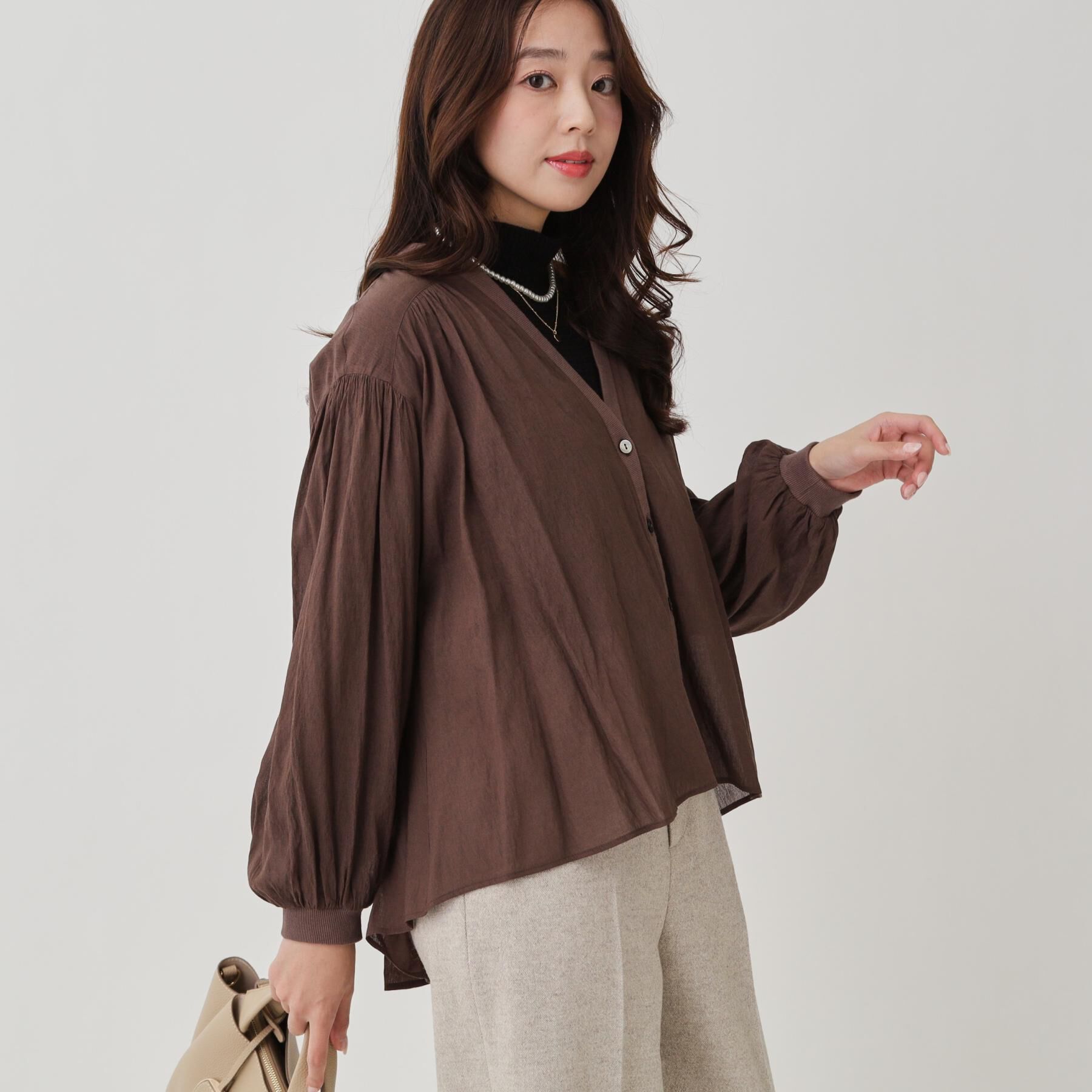 COUP DE CHANCE「【手洗い可】エアリーなシャツ風カーディガン」|カーディガン|