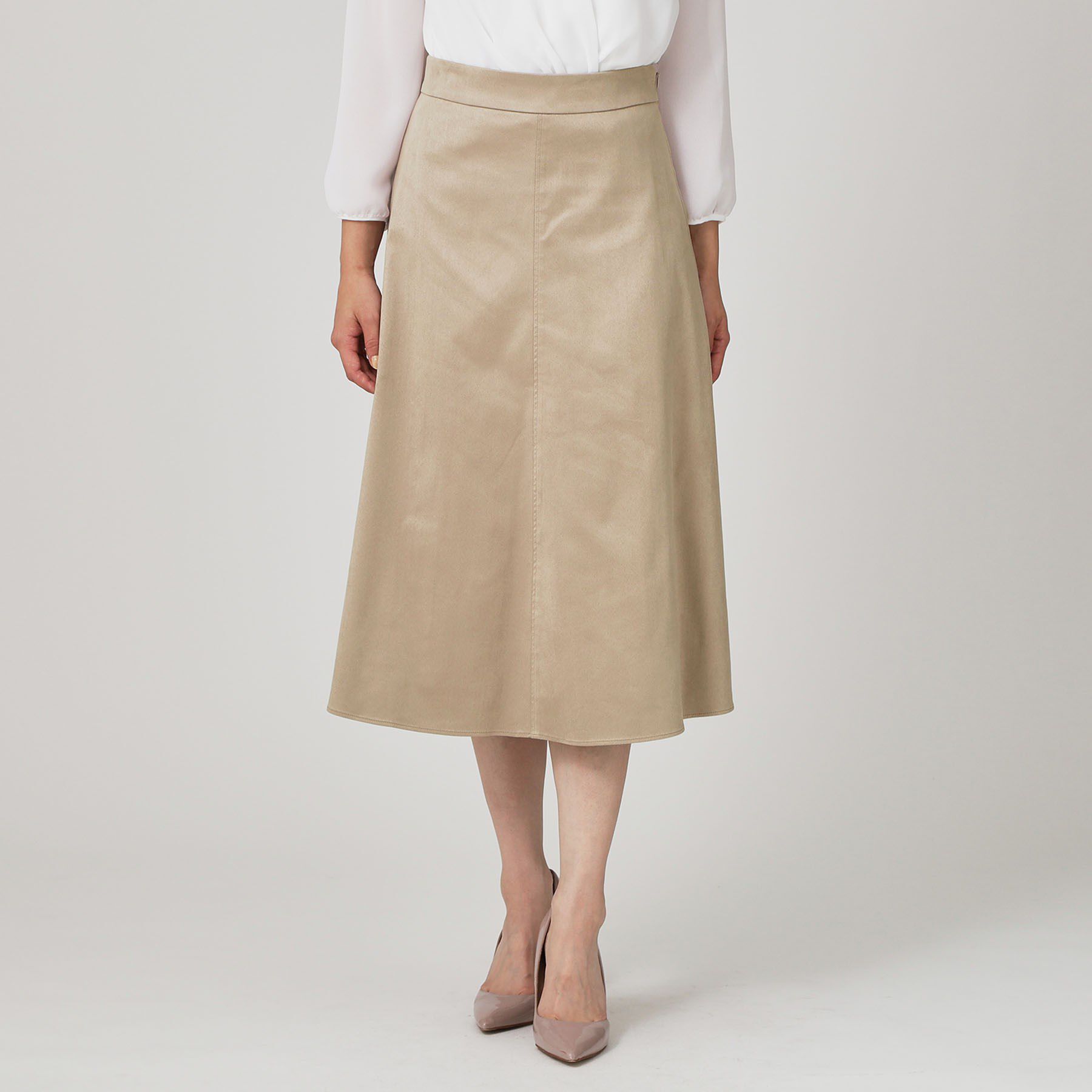 COUP DE CHANCE「【手洗い可／日本製／セットアップ可】スェード調素材フレアスカート」|スカート|