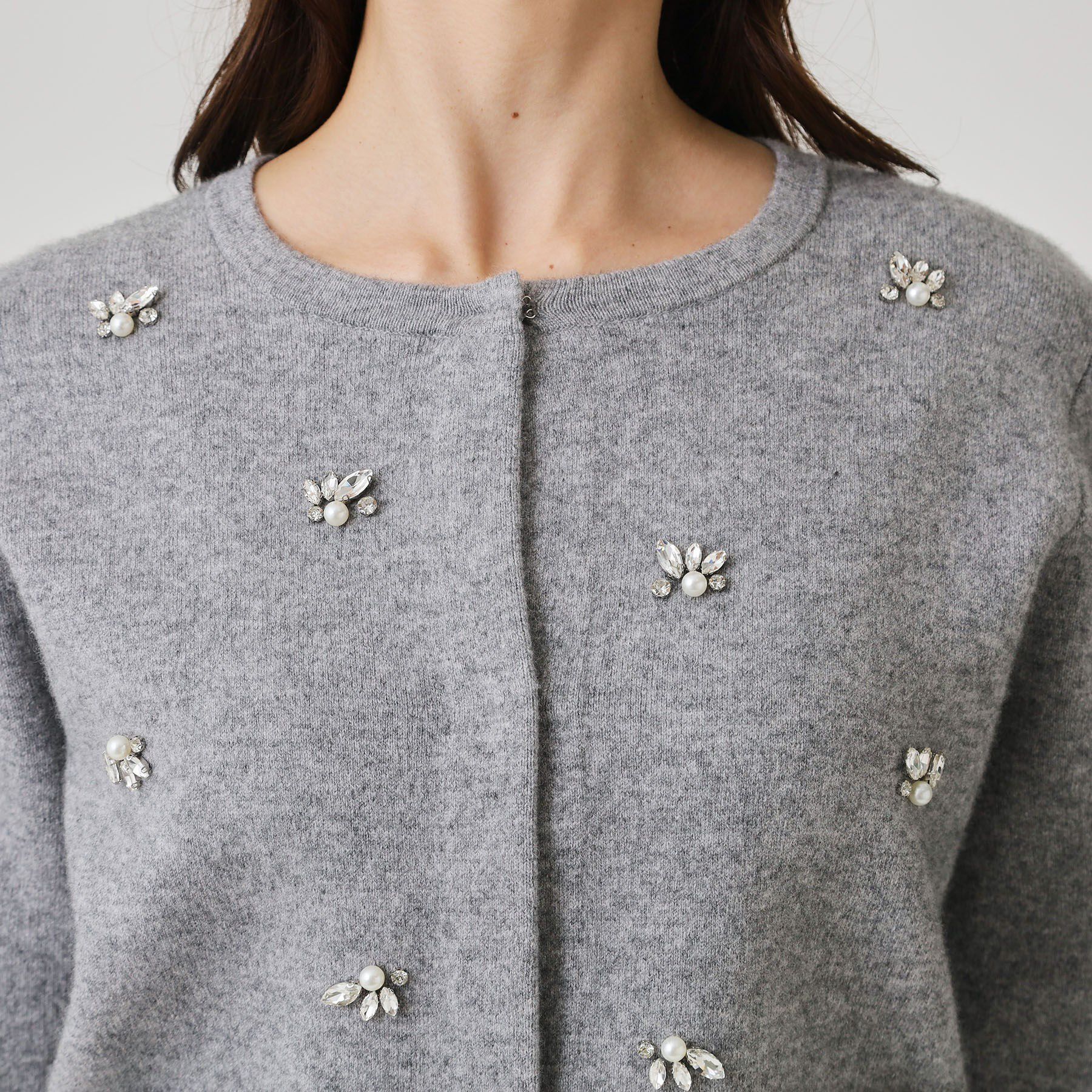 COUP DE CHANCE「【手洗い可】ビジュー付カーディガン」|カーディガン|