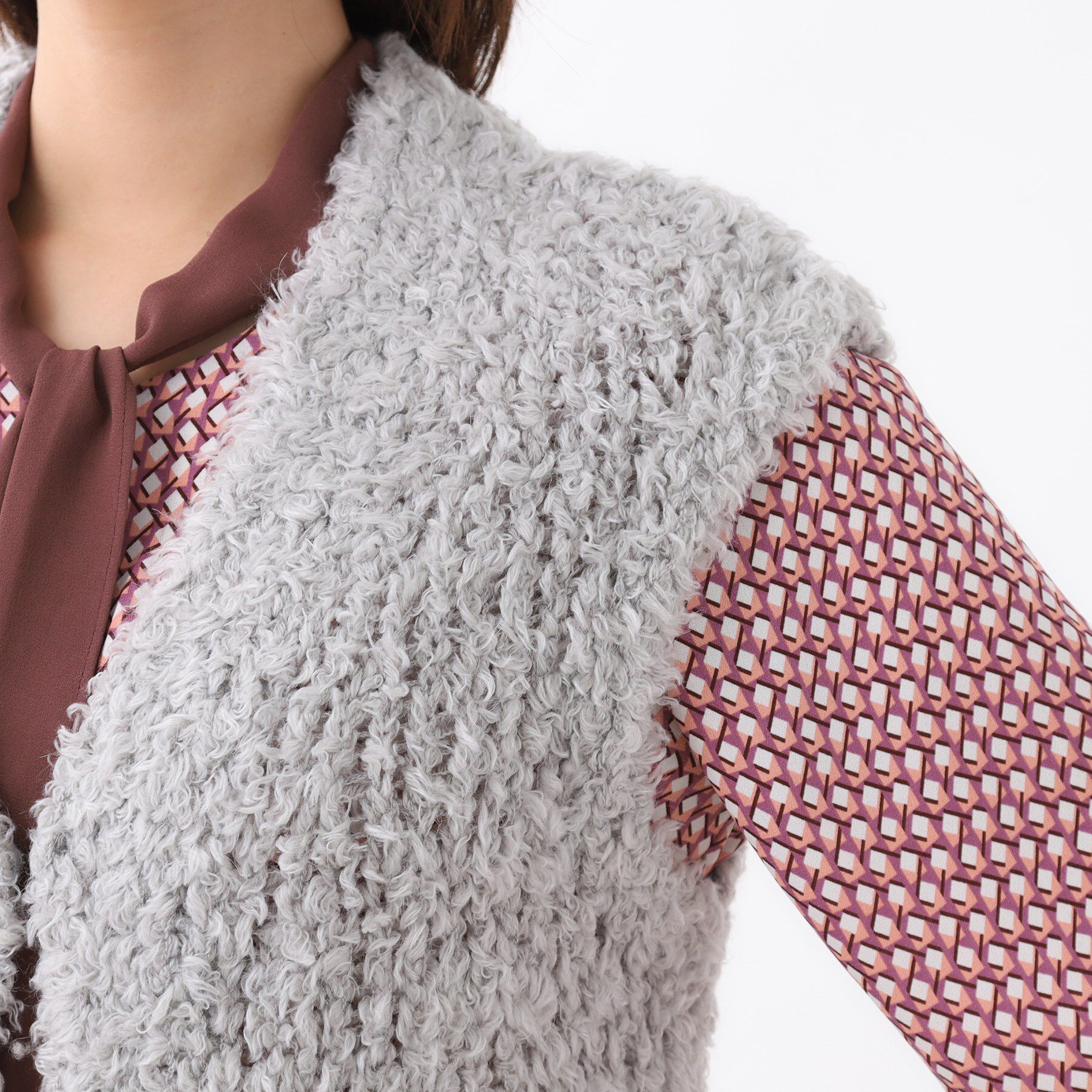 Reflect「【秋映え／ふんわり軽い／ゆったりシルエット】ファンシーヤーンベスト」|ベスト・ジレ|