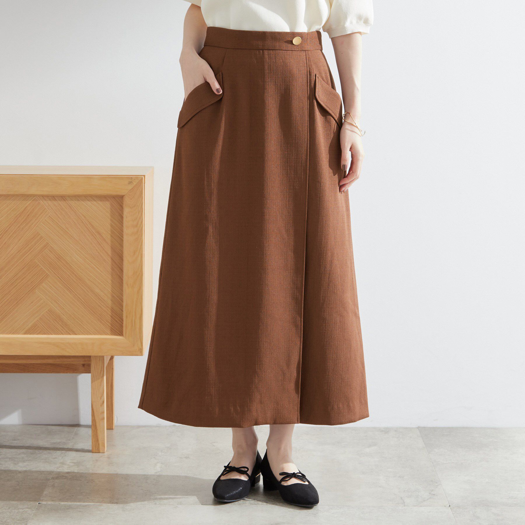 grove「秋先取り　フラップポケットラップスカート」|スカート|