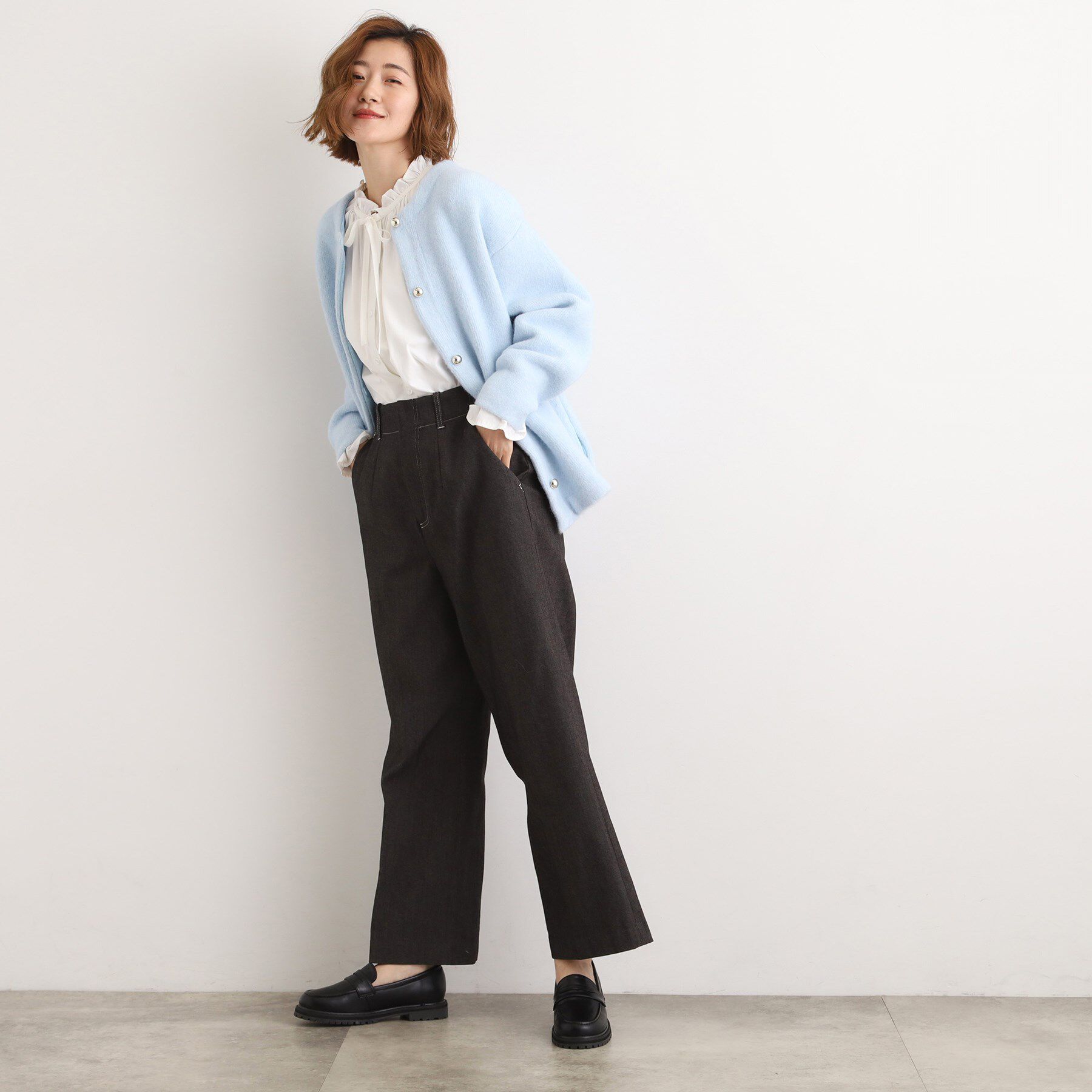 grove「ふっくらやわらかく、毛混オーバーニットカーディガン」|カーディガン|