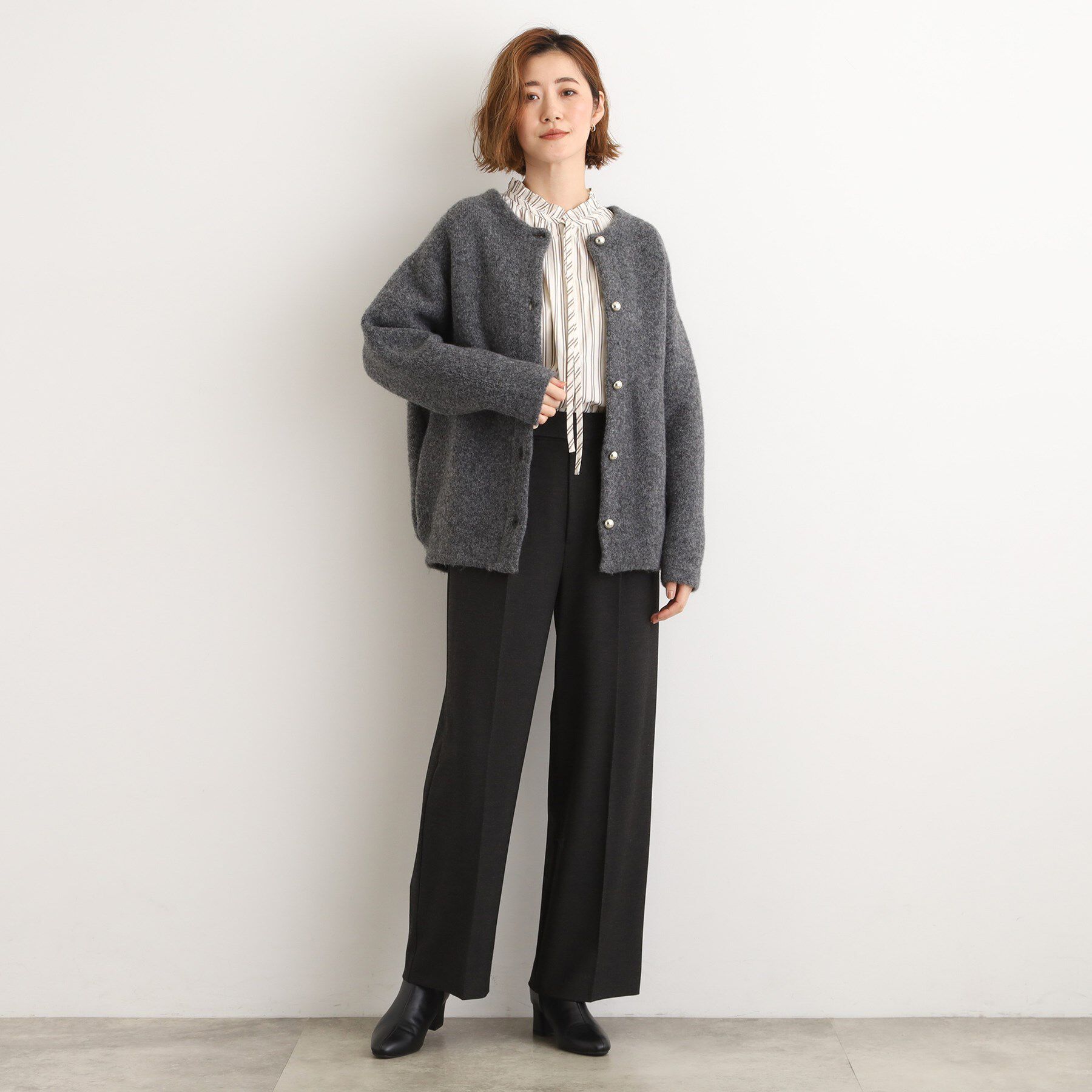 grove「ふっくらやわらかく、毛混オーバーニットカーディガン」|カーディガン|