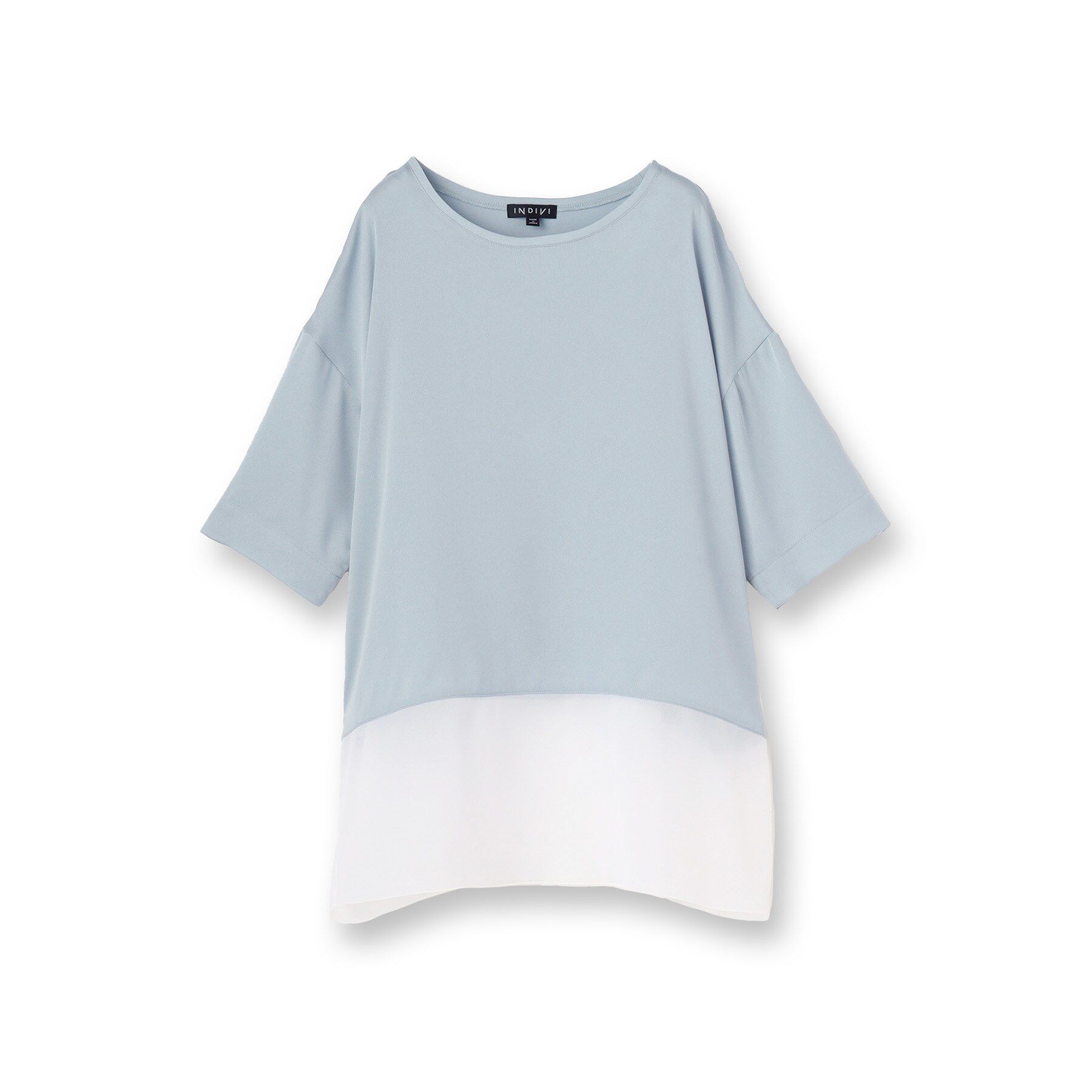INDIVI「【洗える】裾シアー半袖トップス」|Tシャツ・カットソー|