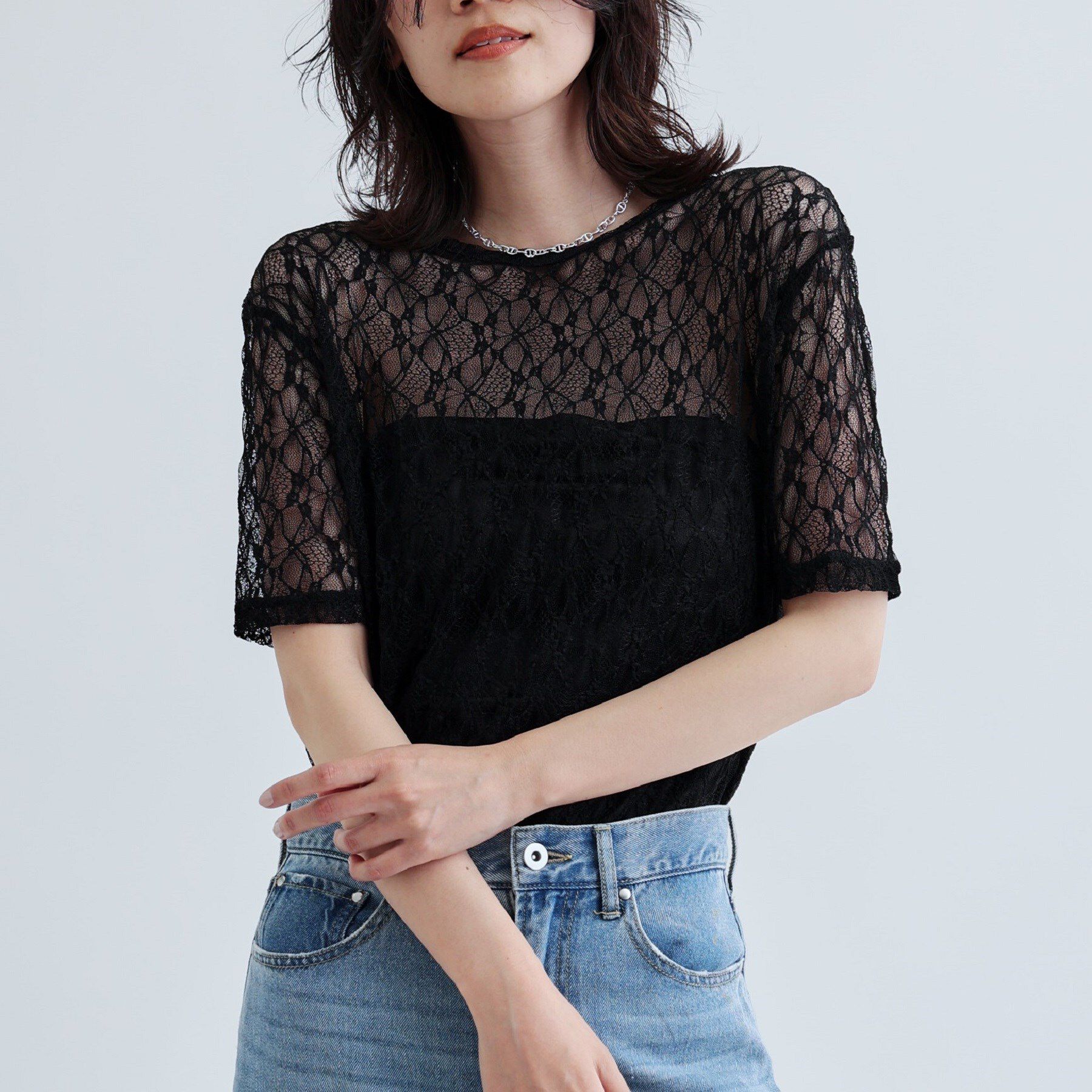 GALLEST「半袖レースカットソー」|Tシャツ・カットソー|