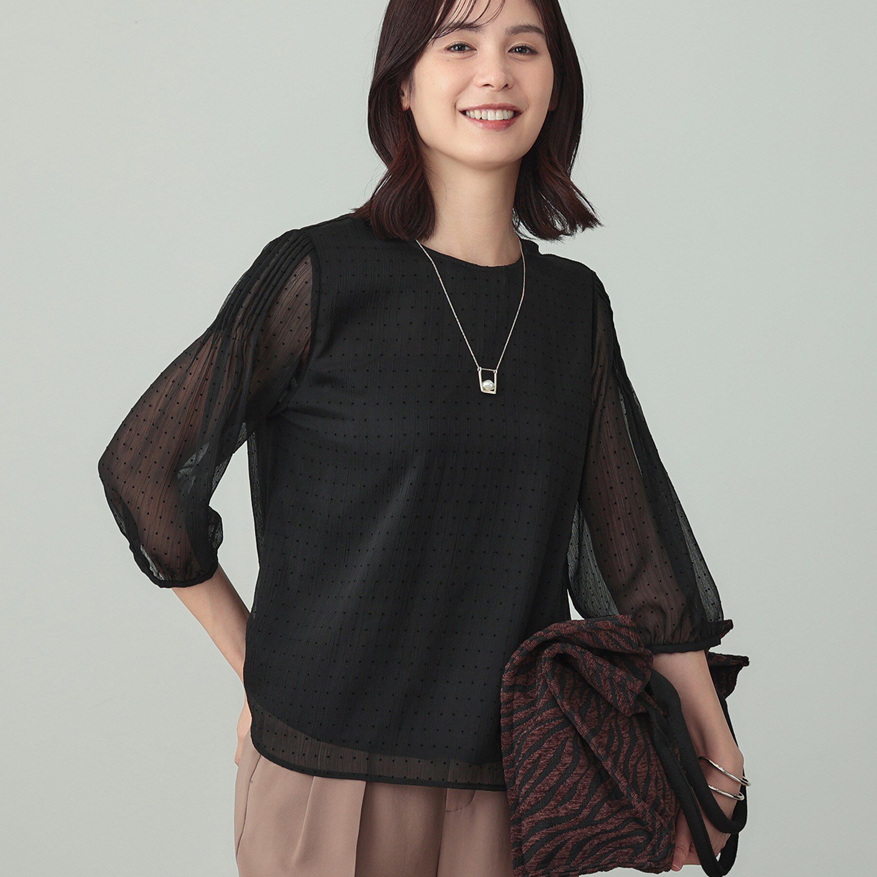 INDIVI「フロッキードットブラウス」|シャツ・ブラウス|