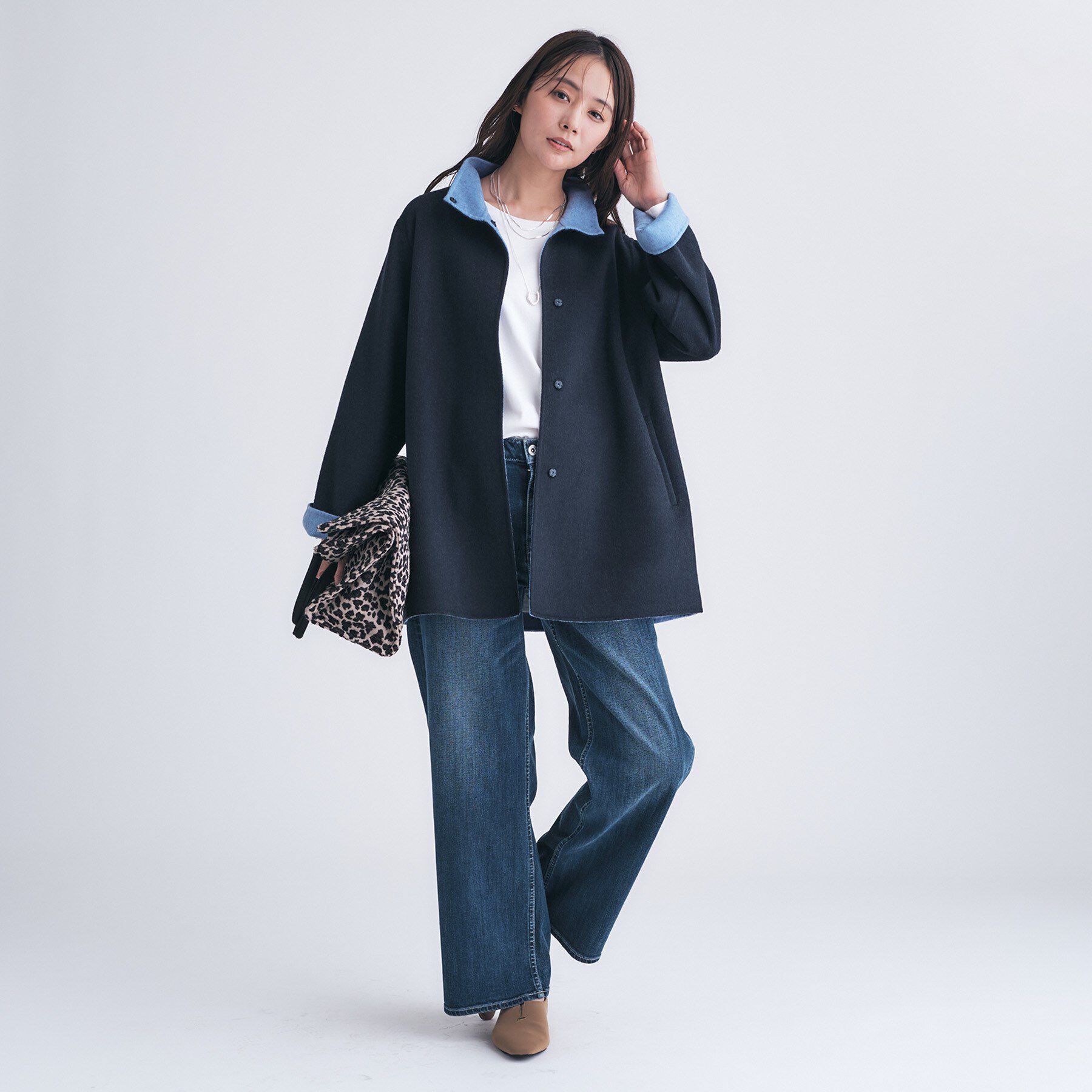 INDIVI「【配色デザイン／ミドル丈】ウールリバー テントラインコート」|その他|