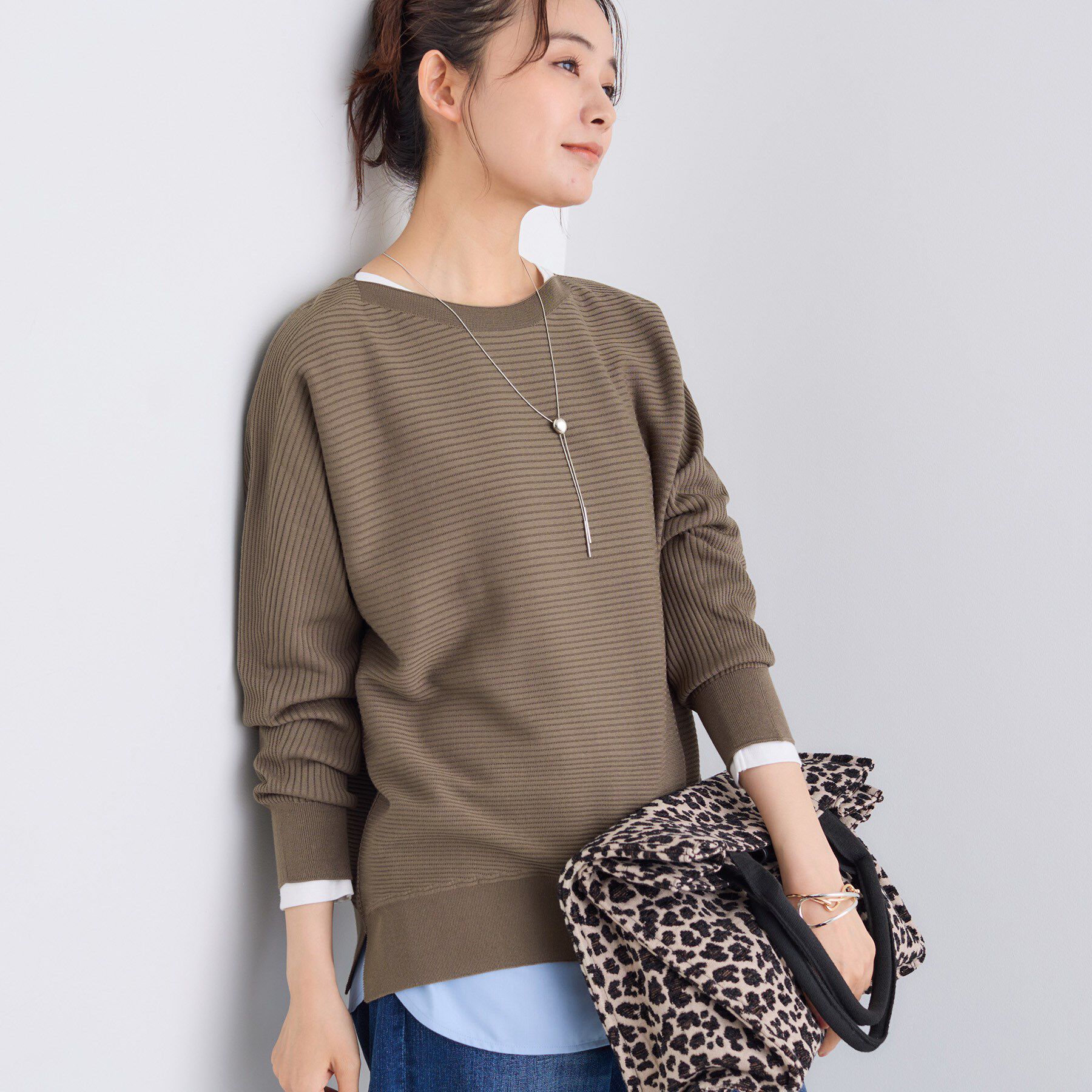 INDIVI「【洗える／体型カバー】美シルエットニット」|ニット・セーター|モカブラウン(042