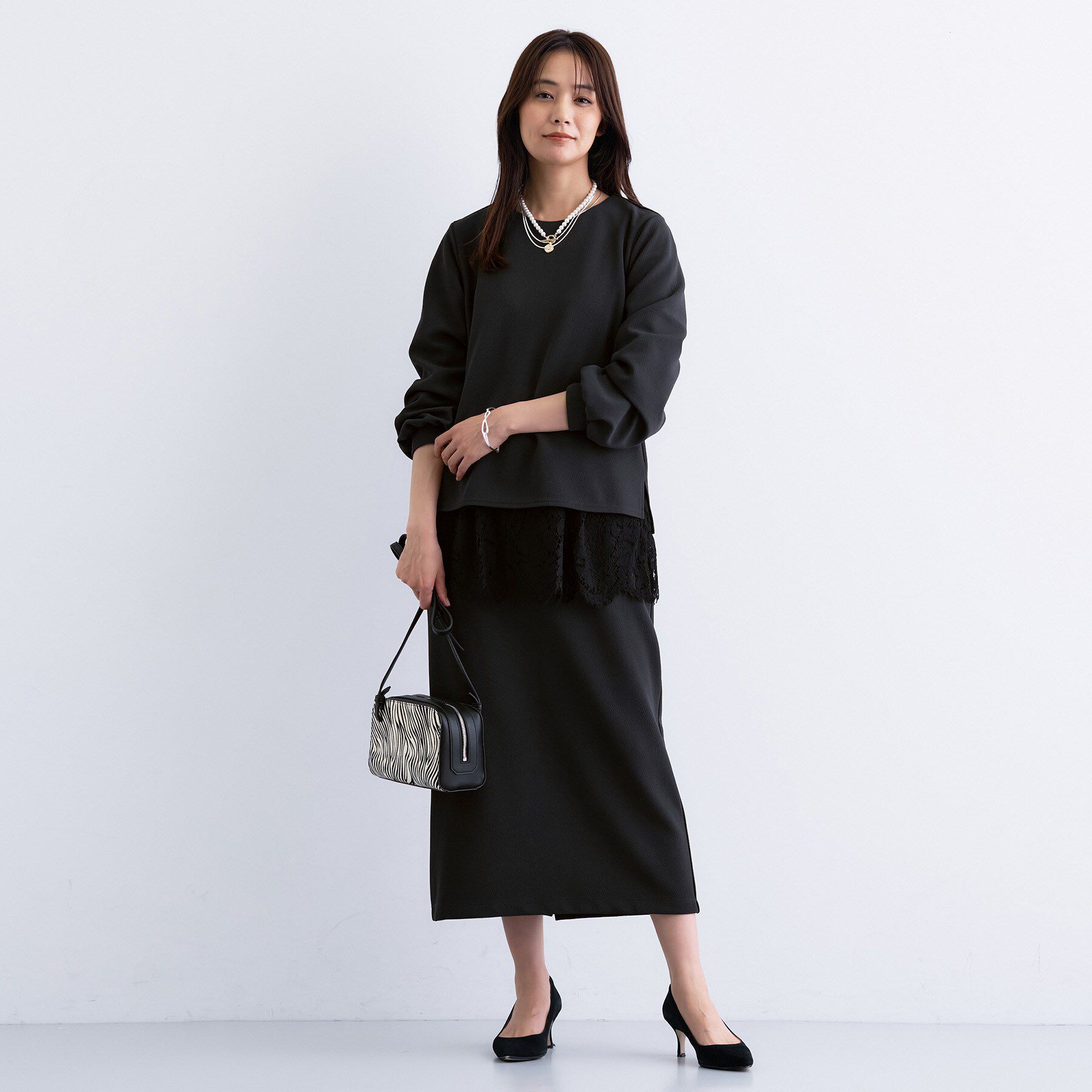 INDIVI「【SETUP可能／Iライン】ダンボールジャージスカート」|スカート|