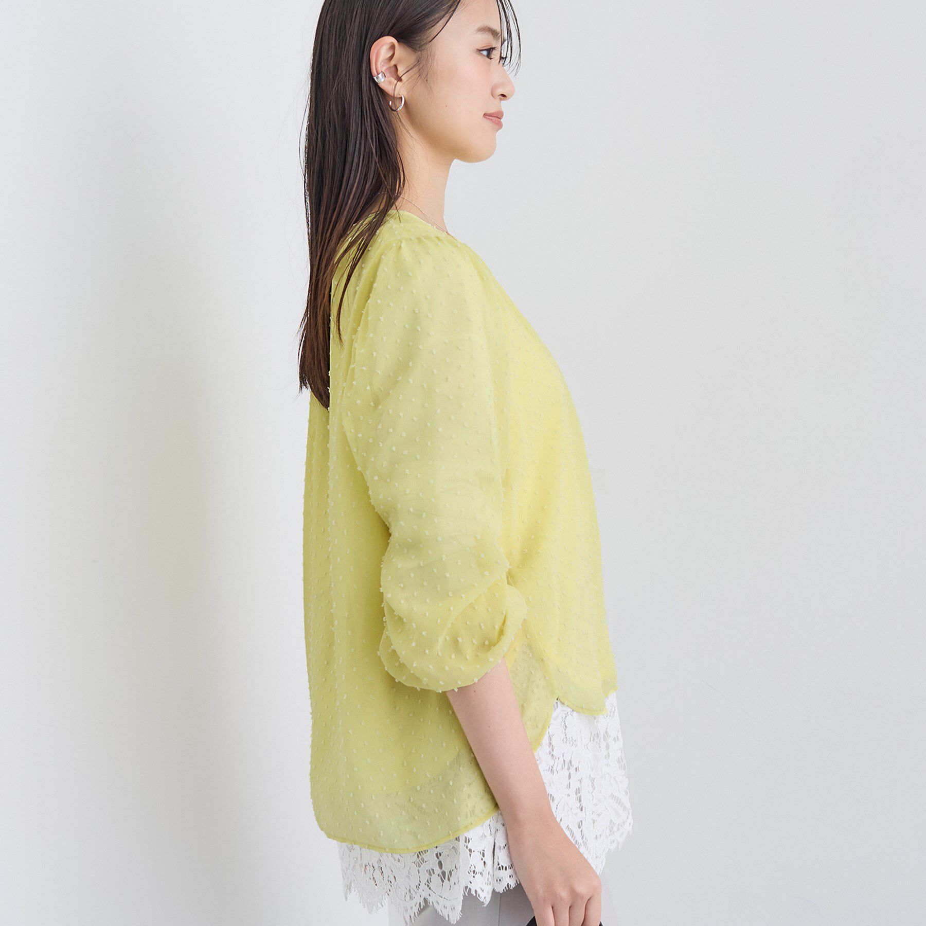 INDIVI「【袖コンシャス】シアードットブラウス」|シャツ・ブラウス|