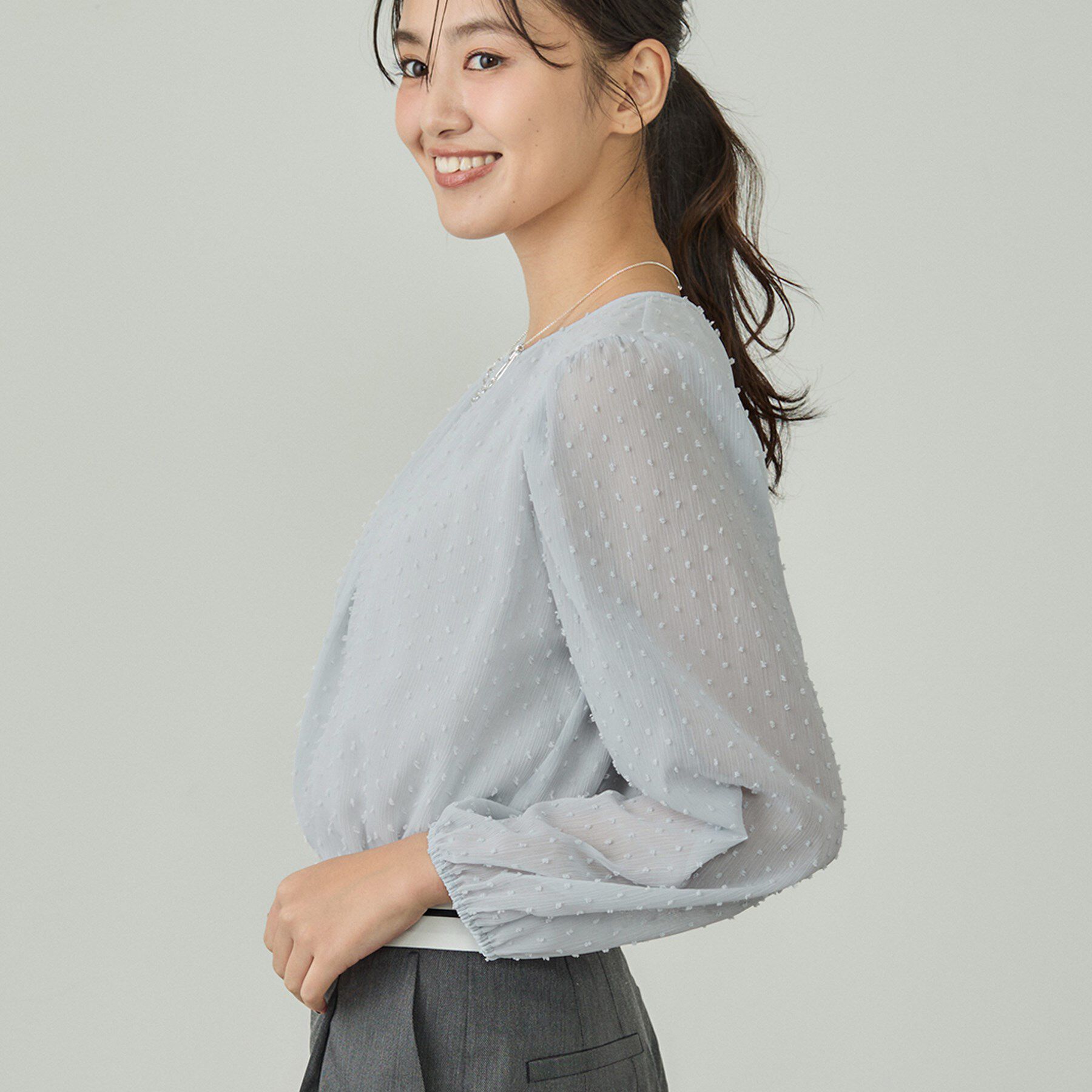 INDIVI「【袖コンシャス】シアードットブラウス」|シャツ・ブラウス|