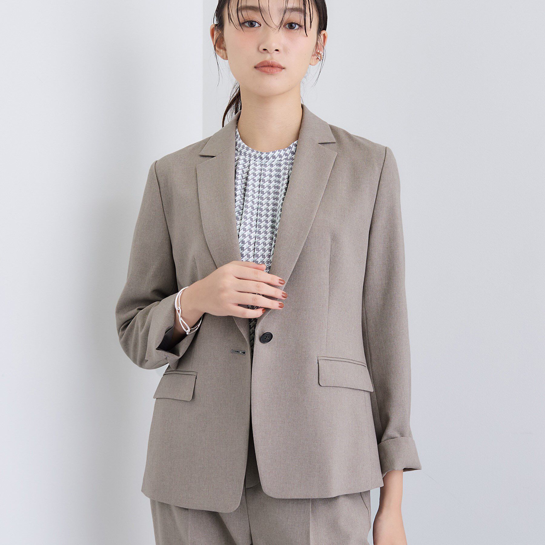 INDIVI「【洗える／通勤／スーツ】メランジストレッチ テーラージャケット」|スーツ|トープ(054)