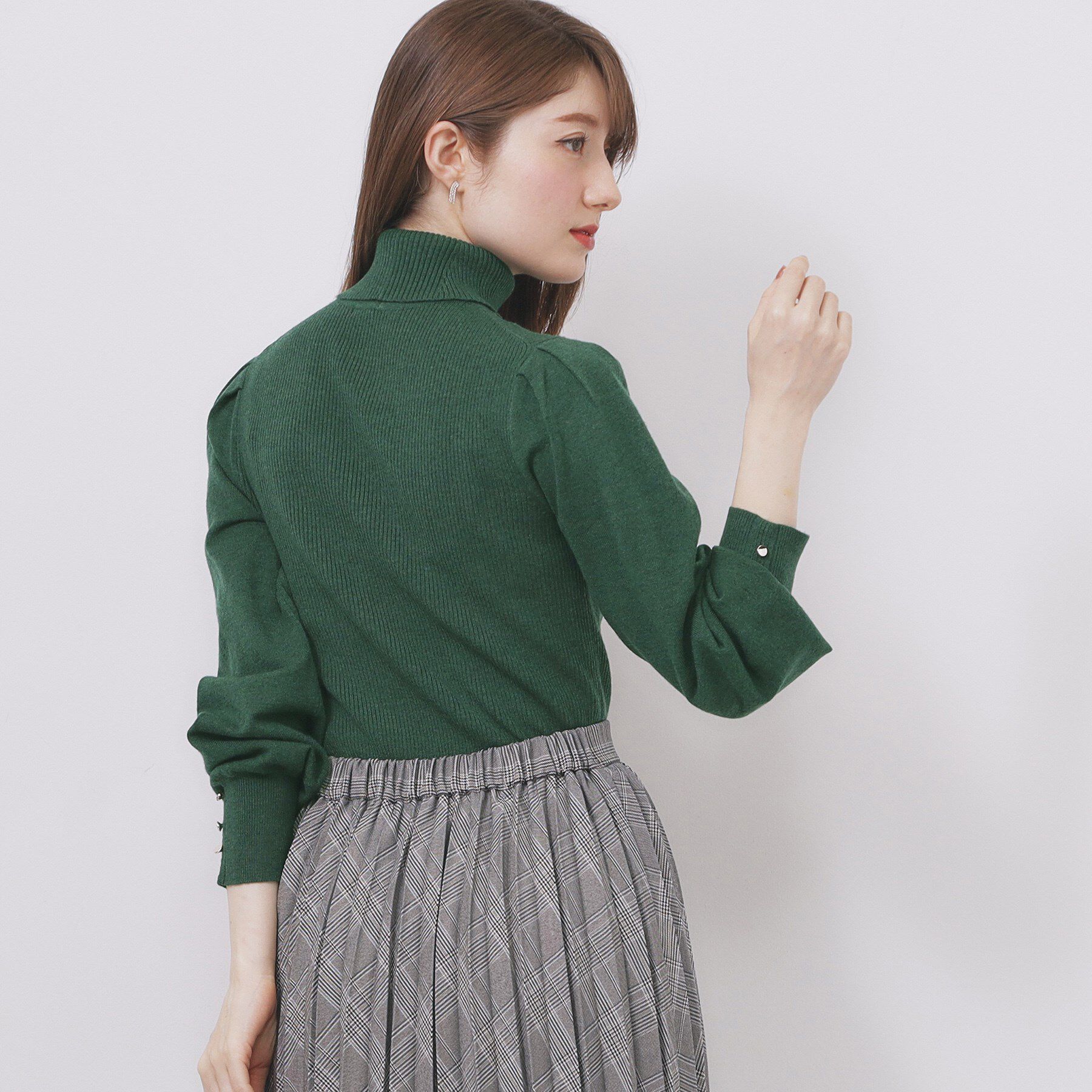 index「タートルネックタックパフスリーブニット【洗濯機OK】」|ニット・セーター|