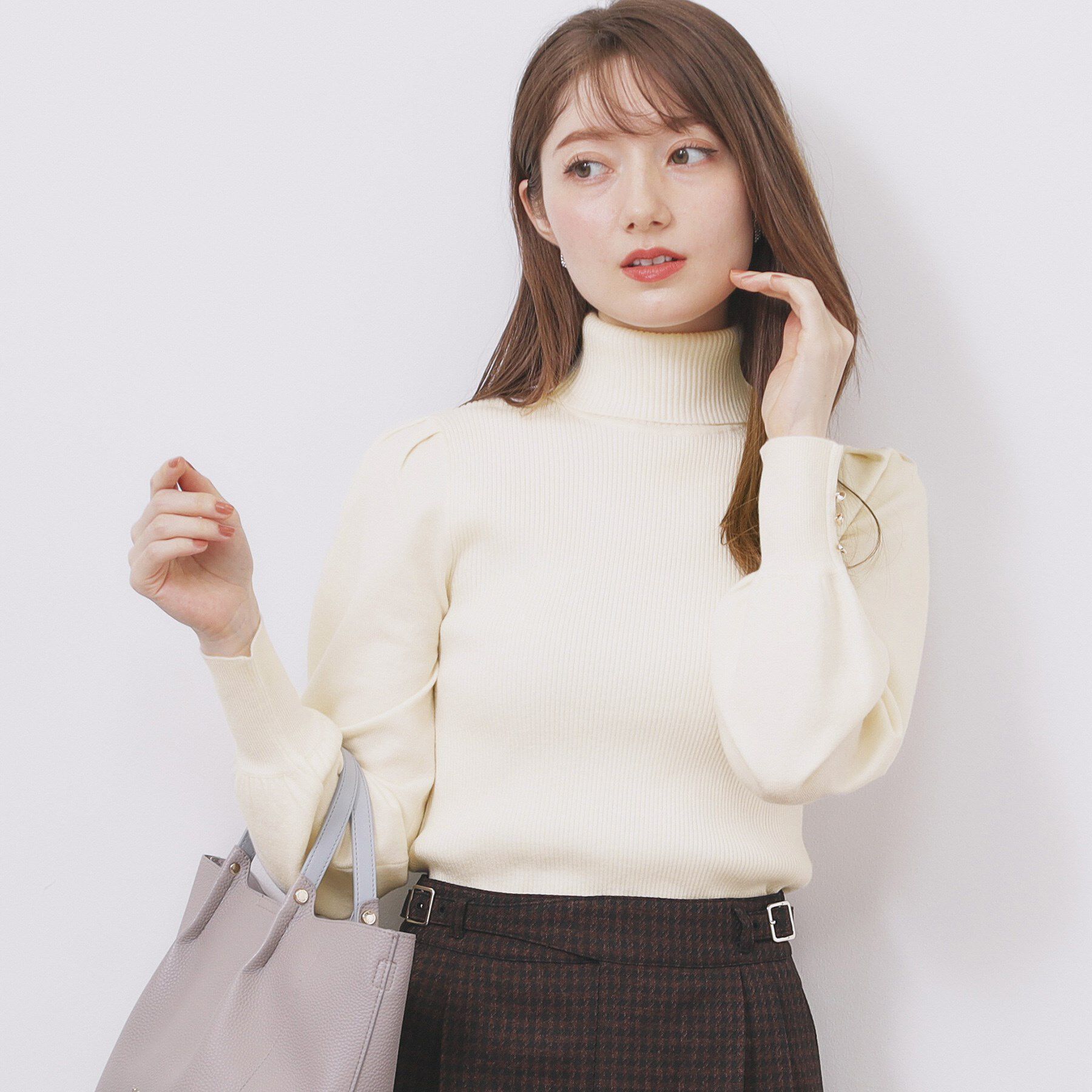 index「タートルネックタックパフスリーブニット【洗濯機OK】」|ニット・セーター|