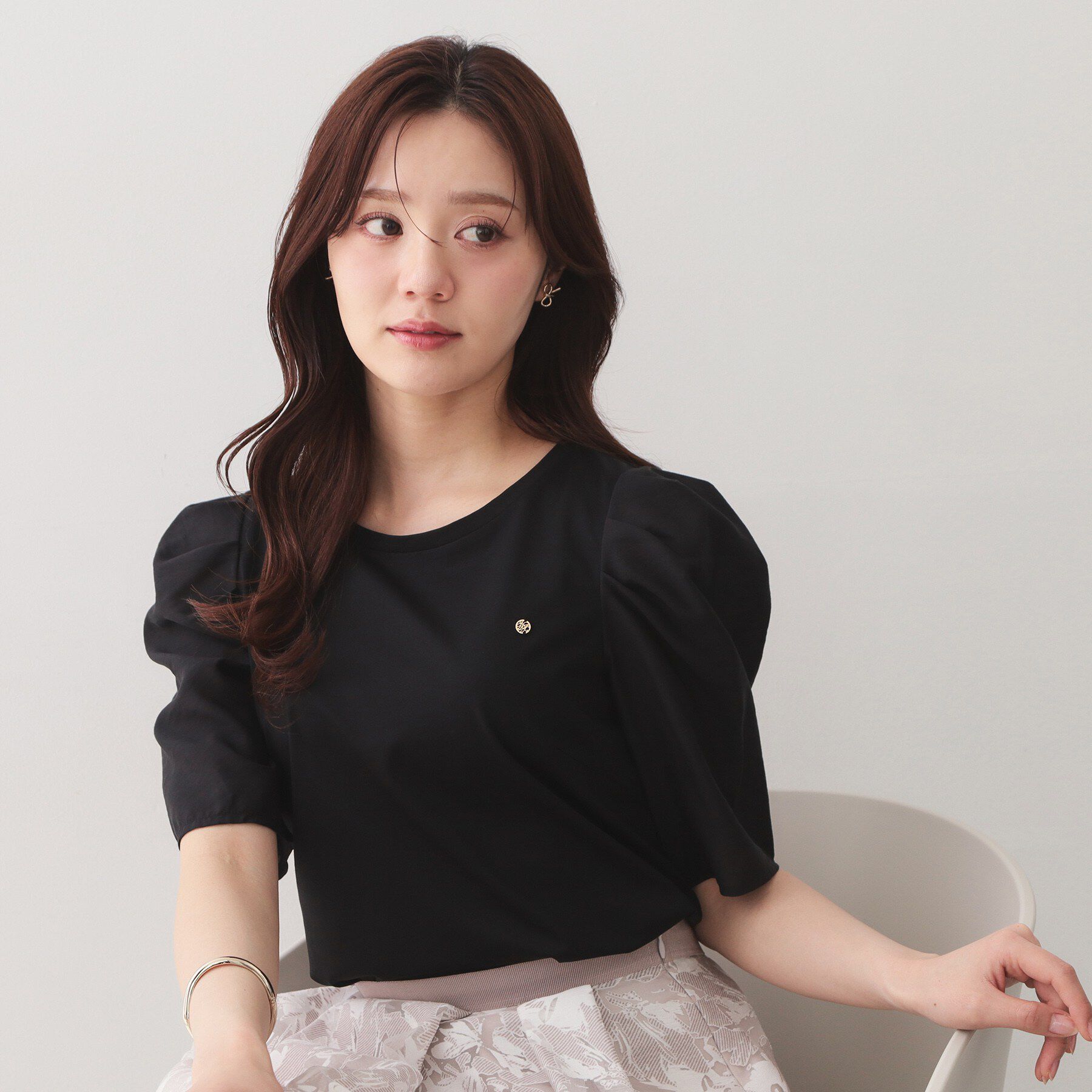 index「シアータックスリーブドッキングTシャツ【洗濯機OK／UVケア／接触冷感】」|Tシャツ・カットソー|ブラック(019)