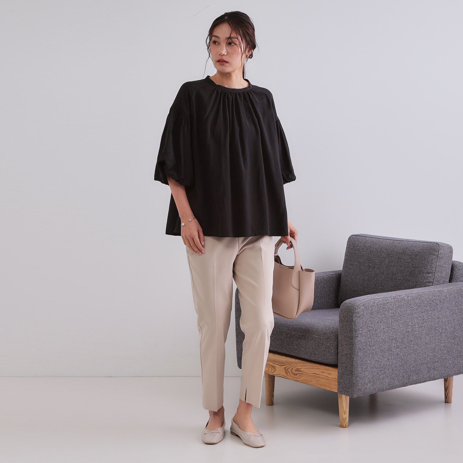 OPAQUE.CLIP「バルーンスリーブブラウス【洗濯機洗い可】」|シャツ・ブラウス|