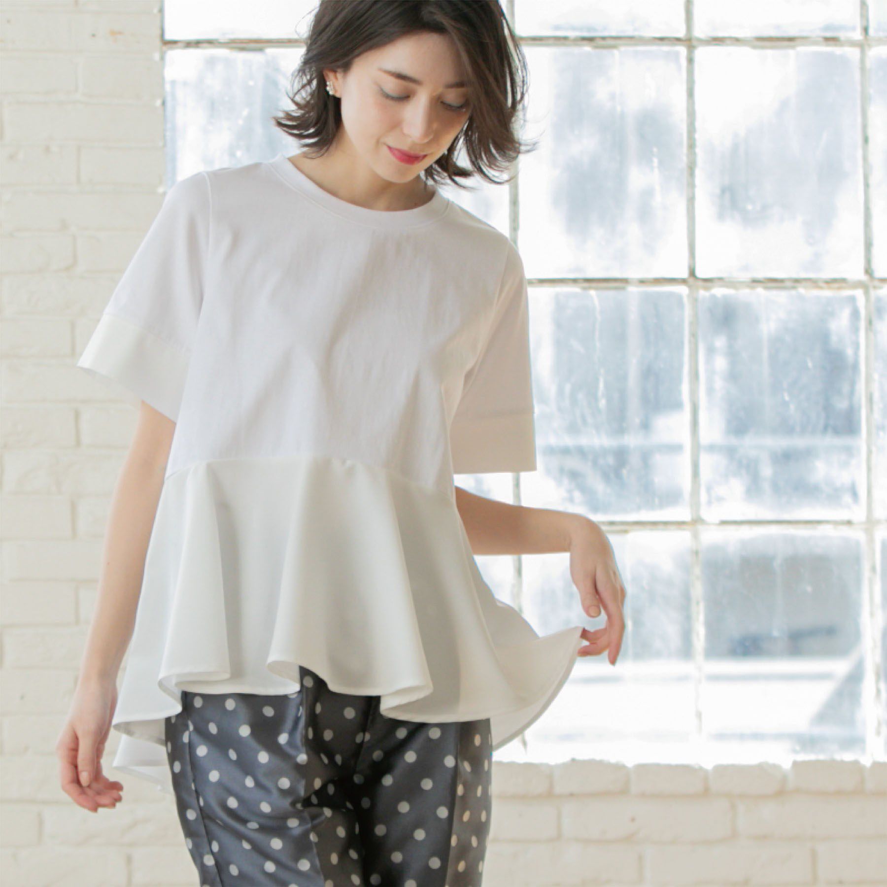 OPAQUE.CLIP「ペプラム切替ドッキングトップス【洗濯機洗い可】」|Tシャツ・カットソー|