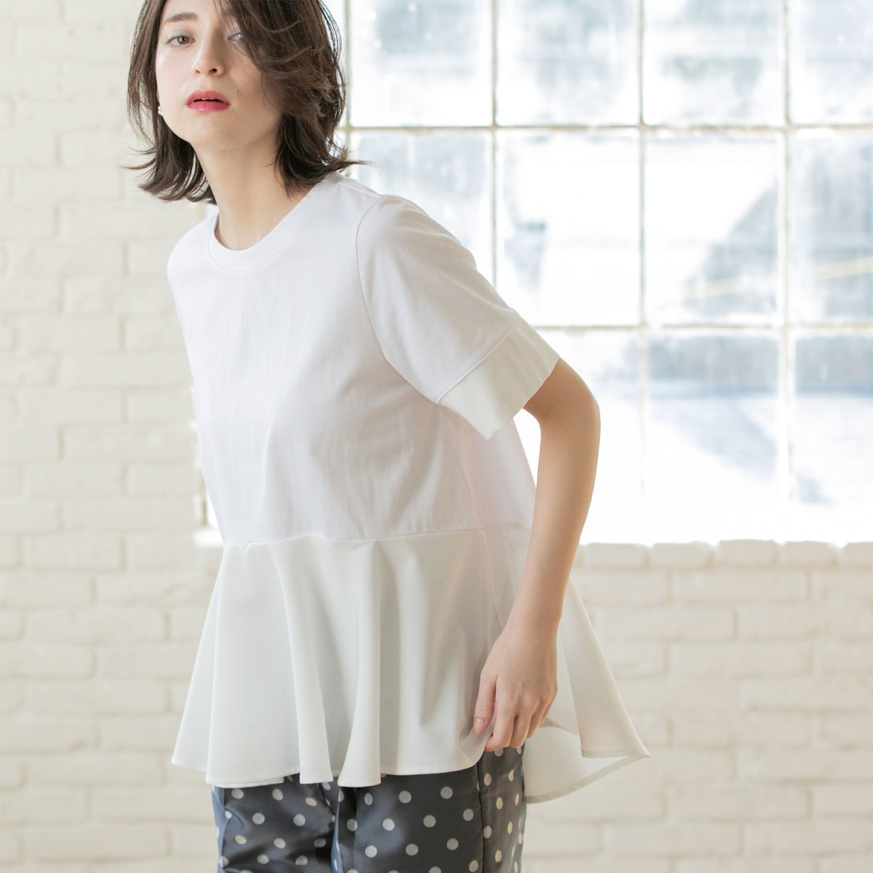 OPAQUE.CLIP「ペプラム切替ドッキングトップス【洗濯機洗い可】」|Tシャツ・カットソー|