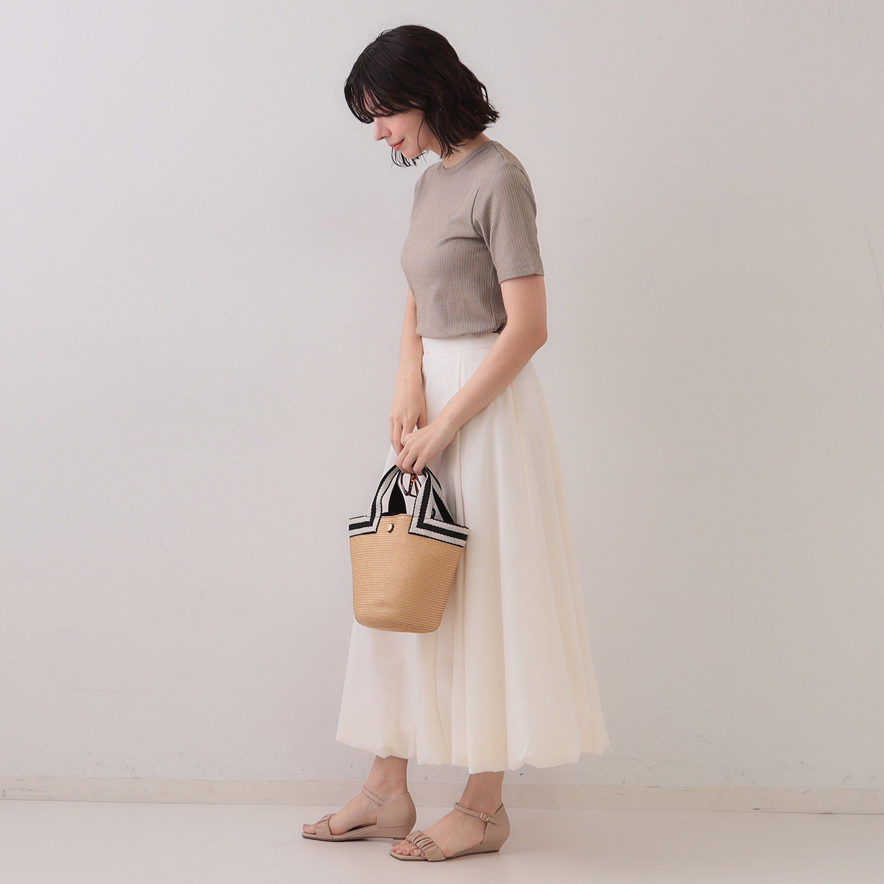 OPAQUE.CLIP「ストライプリブカットソー【洗濯機洗い可】」|Tシャツ・カットソー|