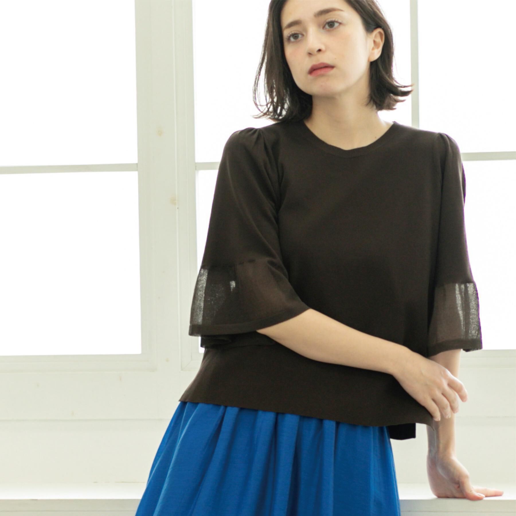 OPAQUE.CLIP「《5色展開》シアーフレアスリーブニット【洗濯機洗い可】」|ニット・セーター|