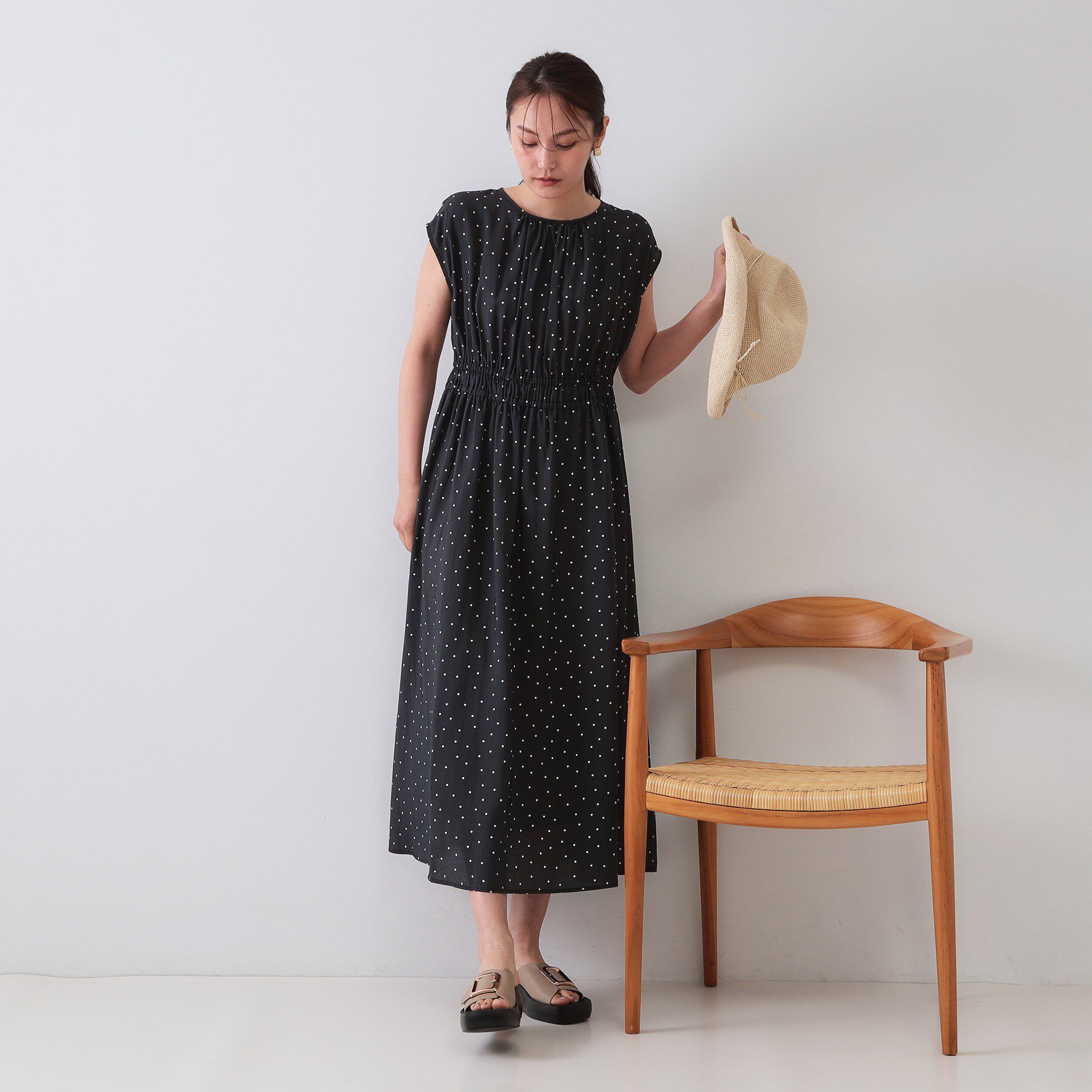 OPAQUE.CLIP「ドットプリントワンピース【洗濯機洗い可】」|ワンピース|