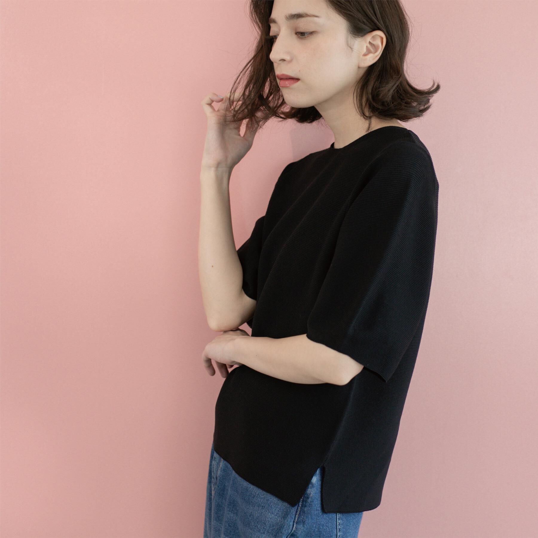 OPAQUE.CLIP「ガーターボリュームスリーブニット【UVケア/洗濯機洗い可】」|ニット・セーター|