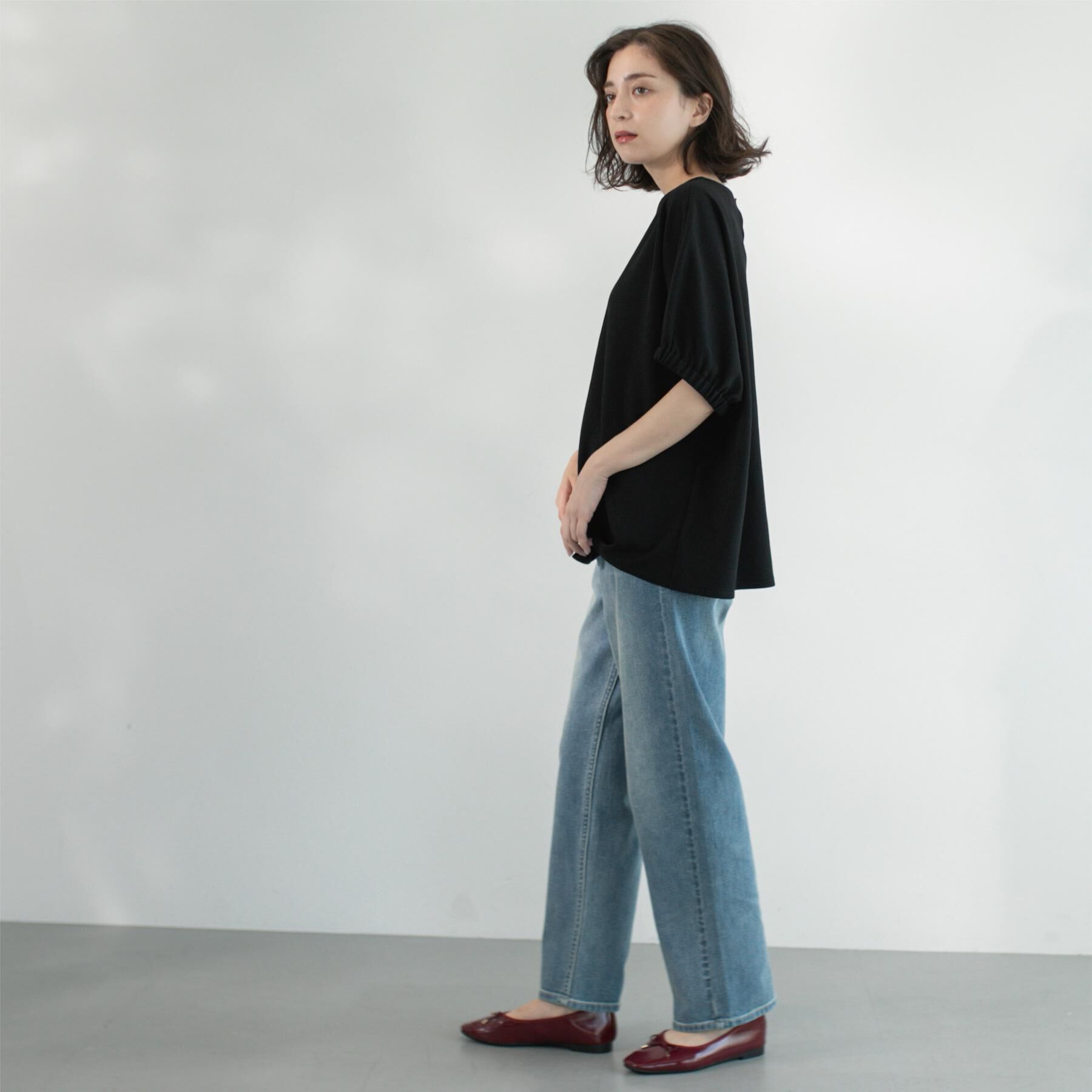 OPAQUE.CLIP「ギャザードルマンスリーブトップス【UV/吸水速乾/洗濯機洗い可】」|Tシャツ・カットソー|