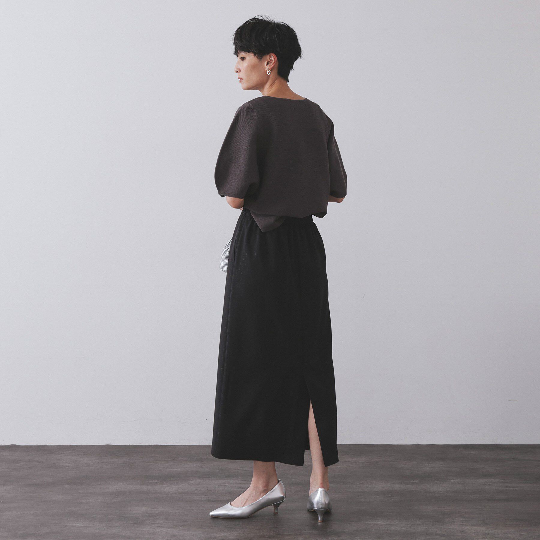 OPAQUE.CLIP「ラメストライプイージーナロースカート/セットアップ可【洗濯機洗い可/防シワ/吸水速乾】」|スカート|