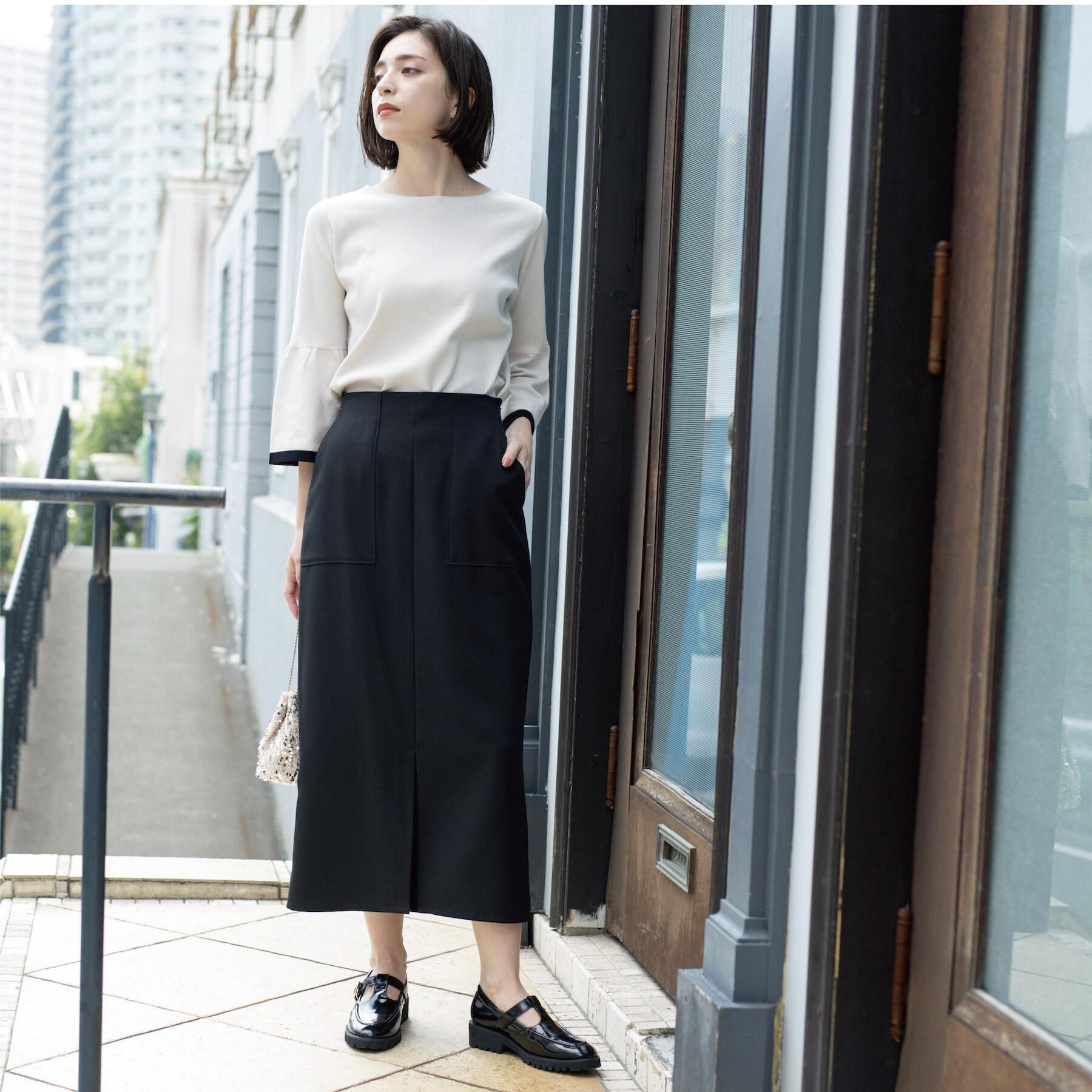 OPAQUE.CLIP「ストレッチダブルポケットタイトスカート【洗える】」|スカート|