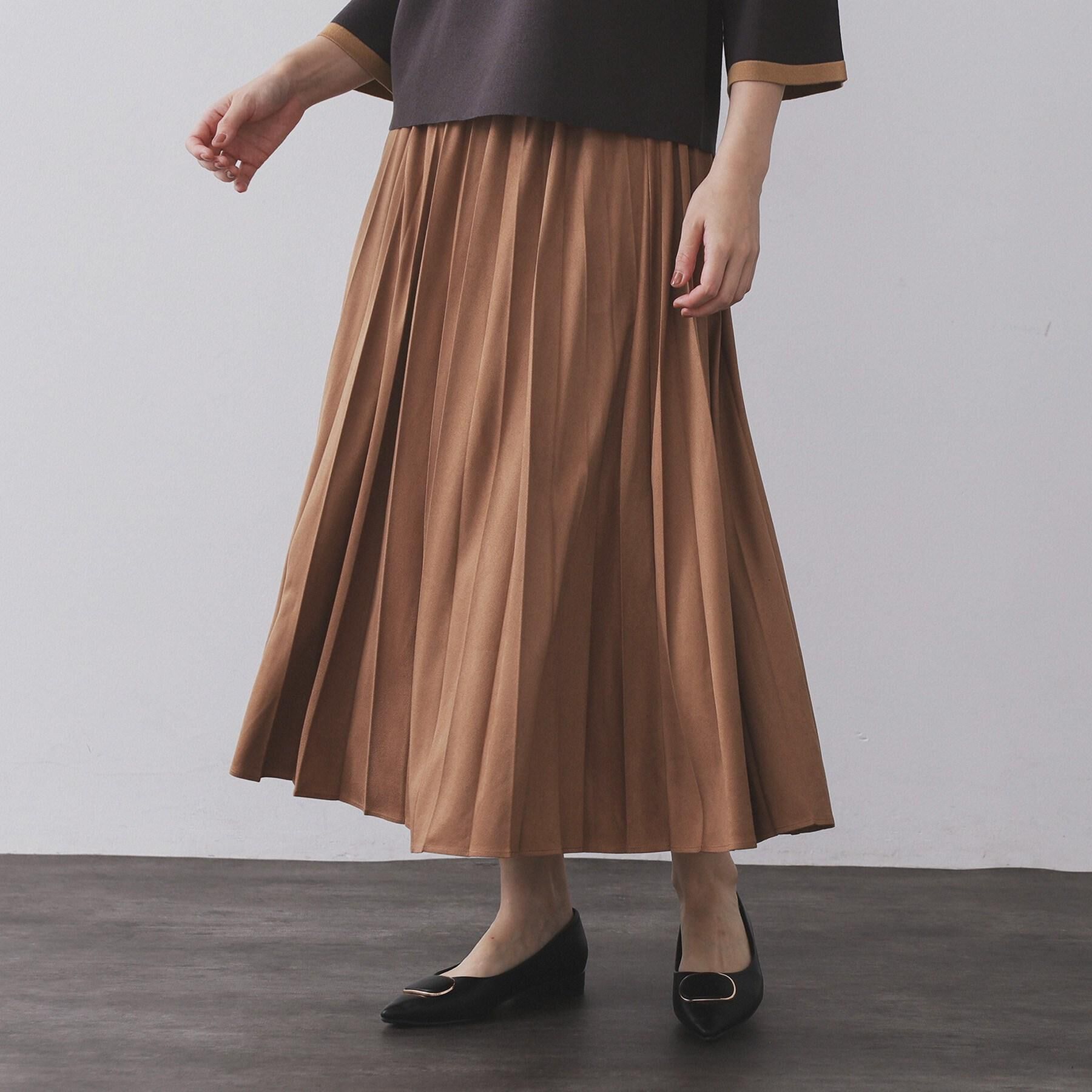 OPAQUE.CLIP「フェイクスウェードプリーツスカート【静電気防止加工/洗濯機OK】」|スカート|
