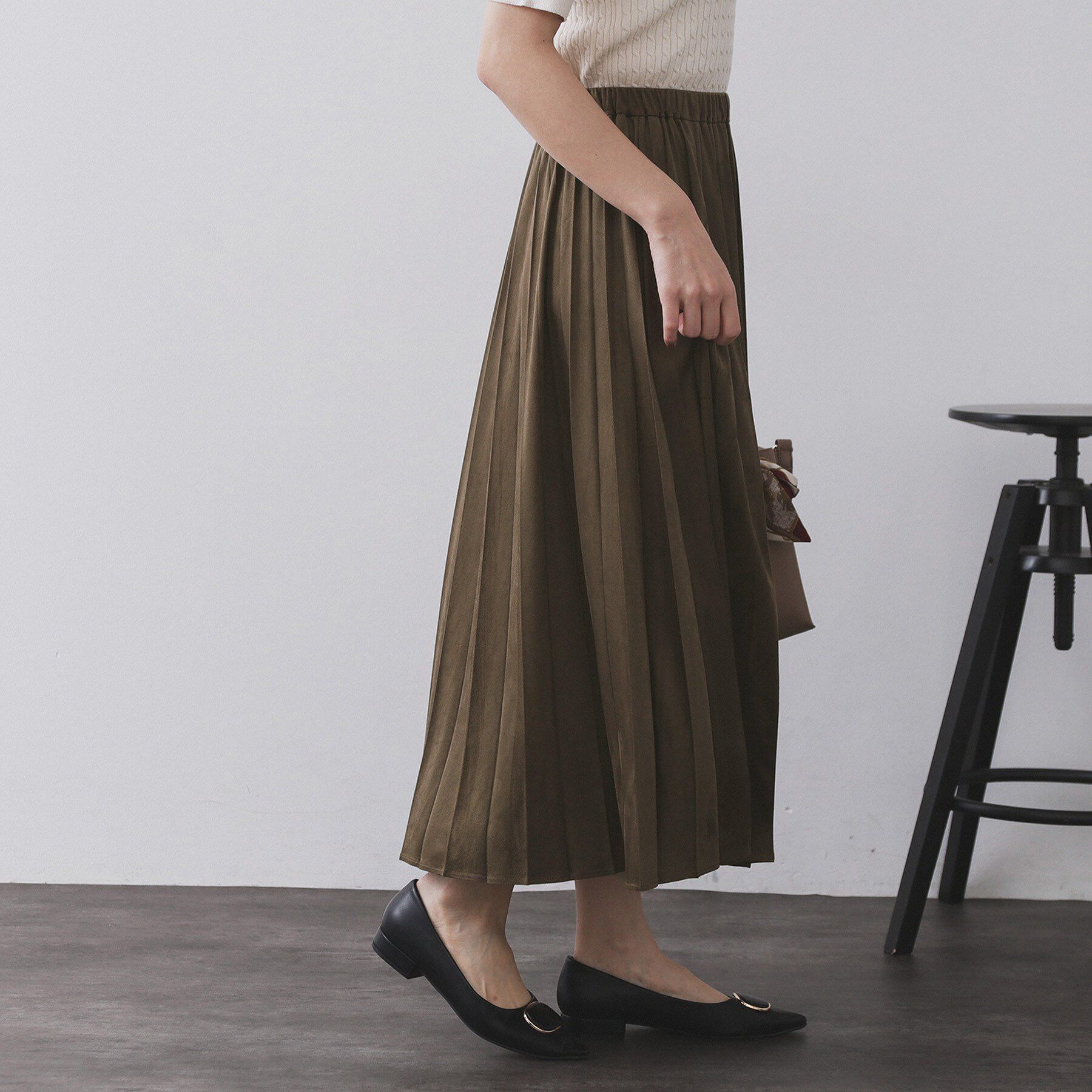 OPAQUE.CLIP「フェイクスウェードプリーツスカート【静電気防止加工/洗濯機OK】」|スカート|