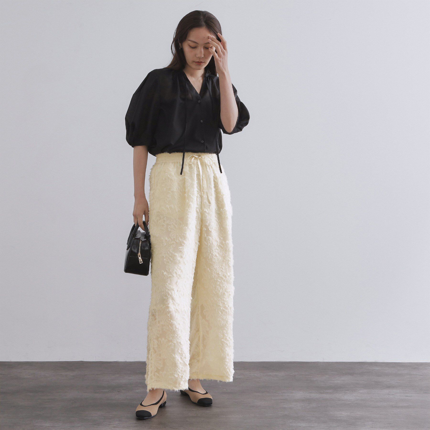 OPAQUE.CLIP「フリンジジャカードイージーパンツ【洗濯機洗い可】」|その他|