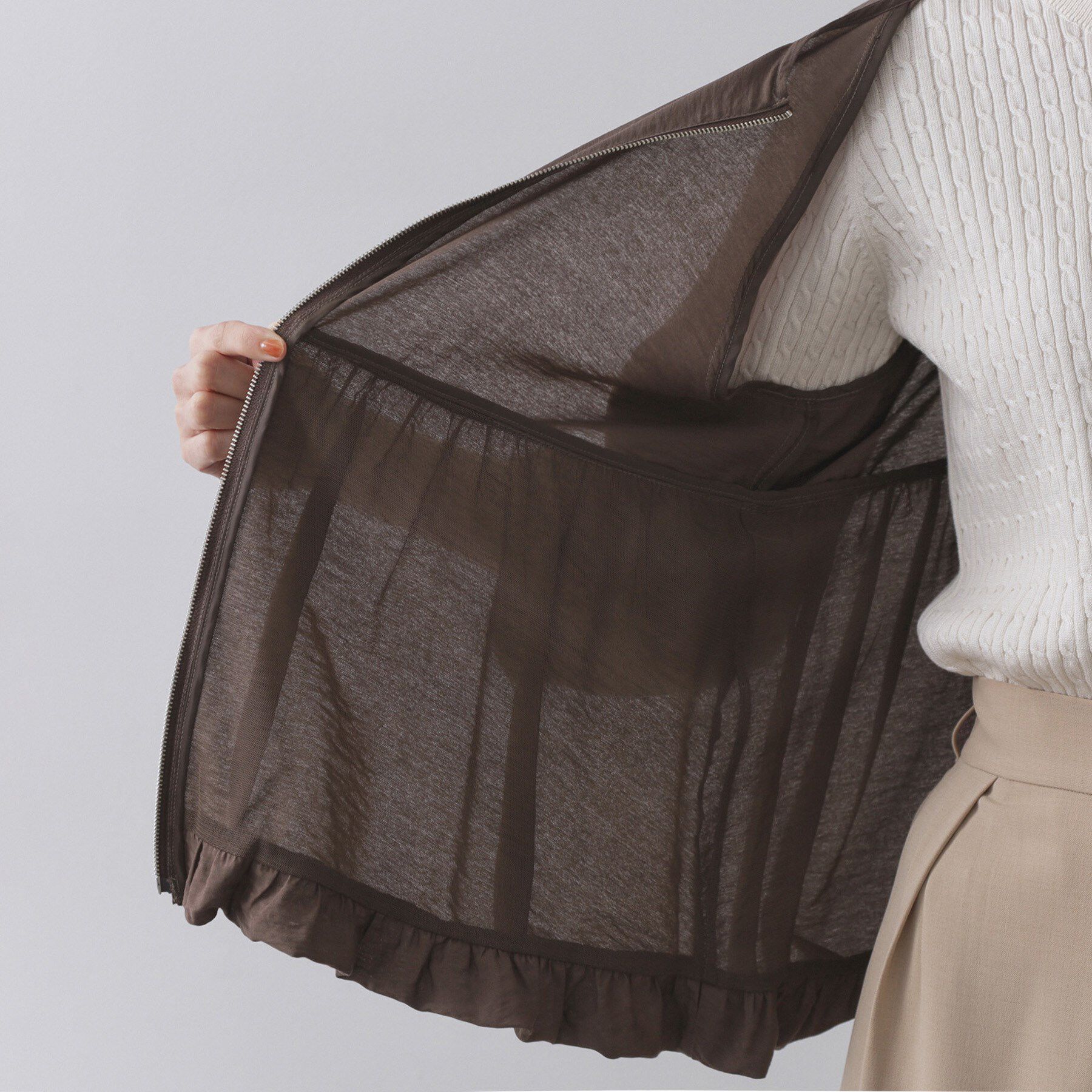 OPAQUE.CLIP「シアーバルーンペプラムブルゾン【洗える】」|ブルゾン・スタジャン|