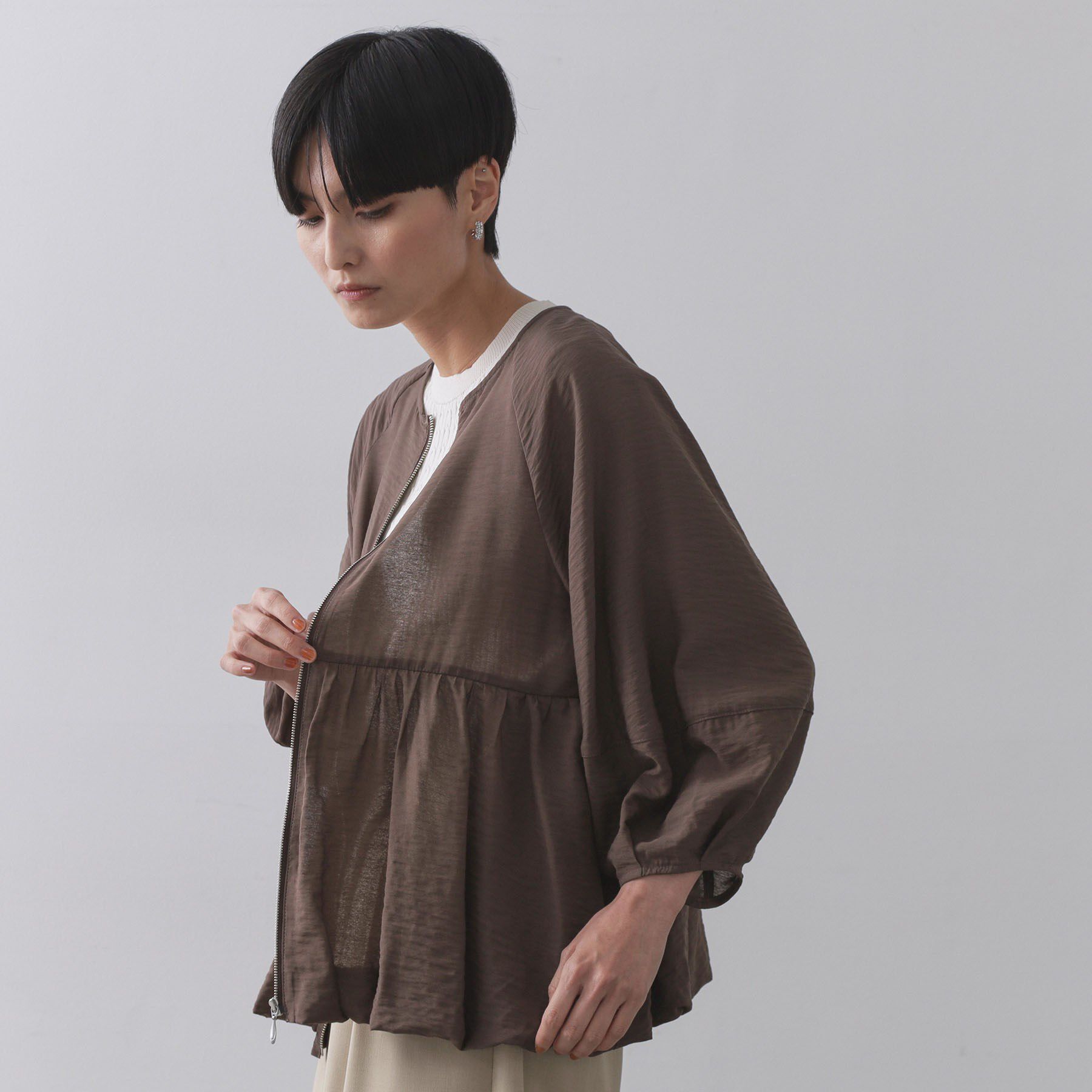 OPAQUE.CLIP「シアーバルーンペプラムブルゾン【洗える】」|ブルゾン・スタジャン|