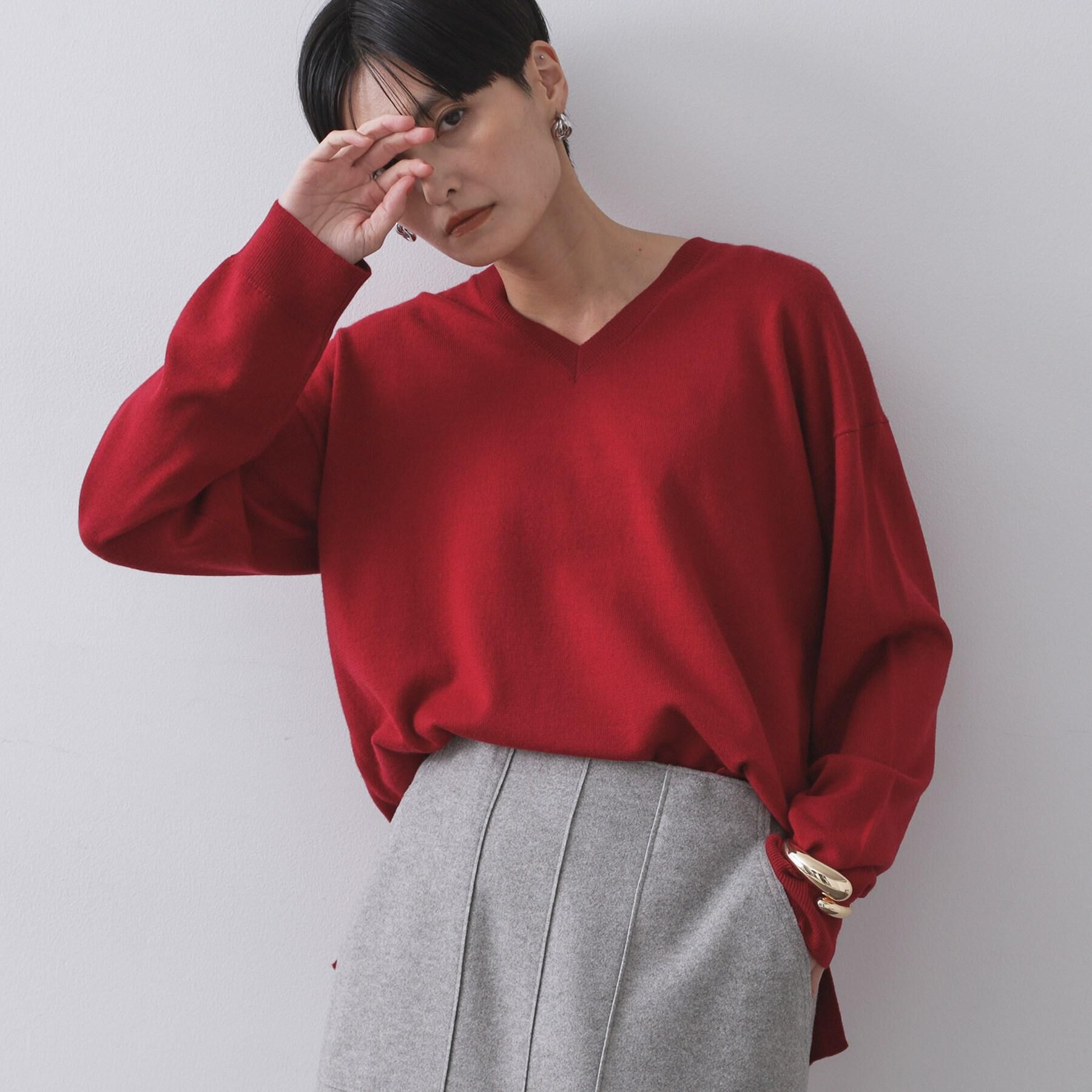 OPAQUE.CLIP「Vネックニット/エクストラファインメリノウール【THEシリーズ/洗濯機OK】」|ニット・セーター|