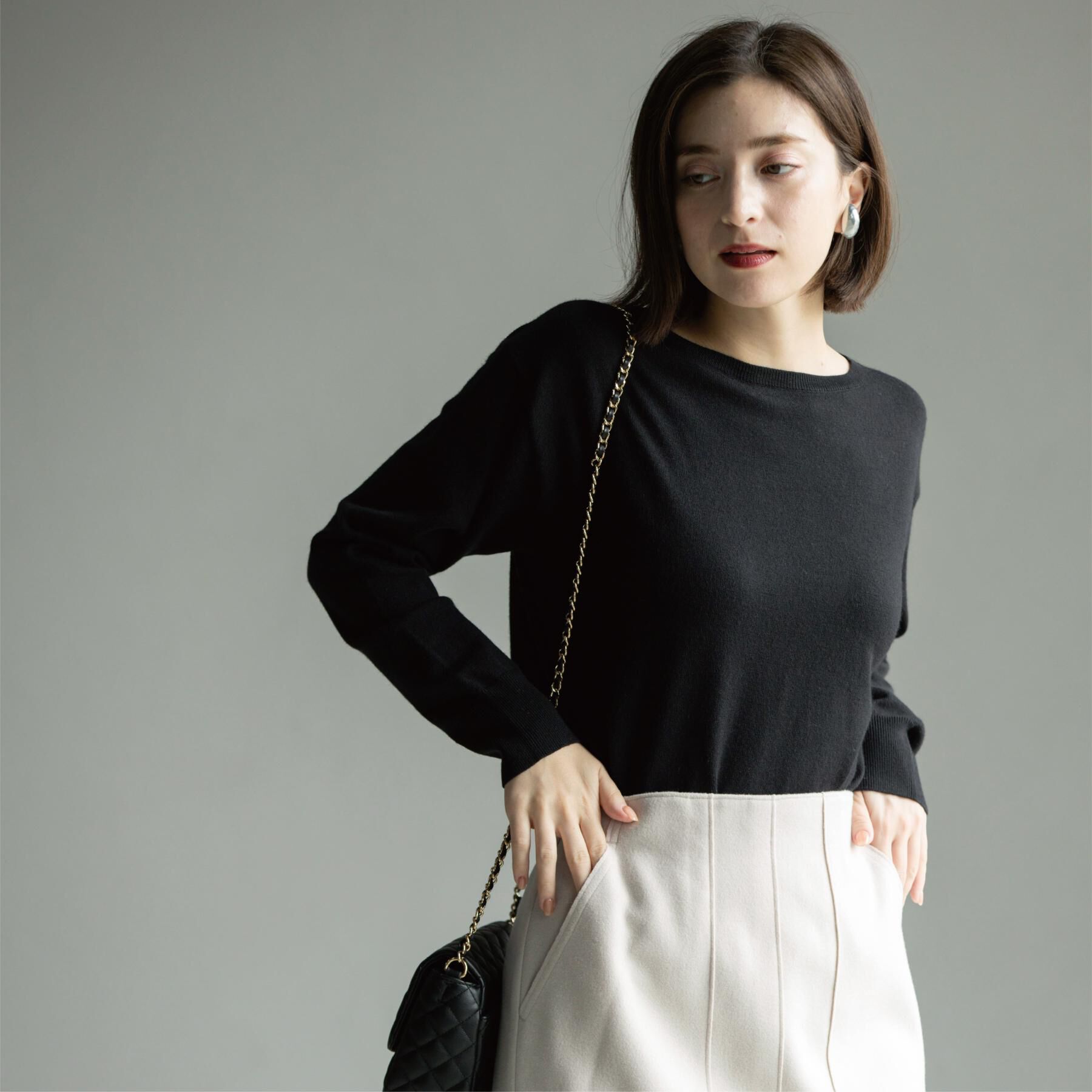 OPAQUE.CLIP「ボートネックニット/エクストラファインメリノウール【THEシリーズ/洗濯機OK】」|ニット・セーター|