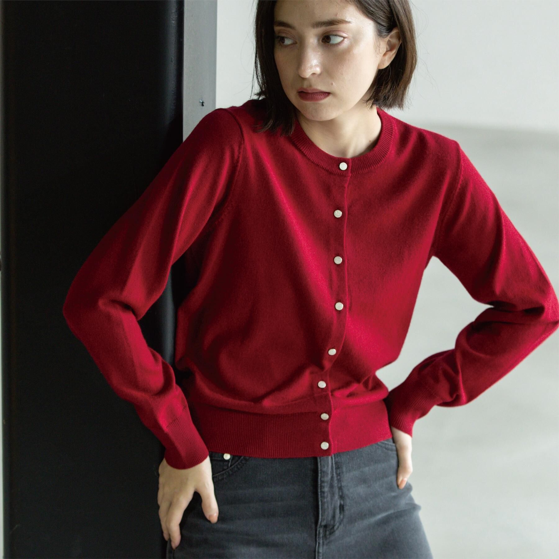 OPAQUE.CLIP「クルーニットカーディガン/エクストラファインメリノウール【THEシリーズ/洗濯機OK】」|カーディガン|