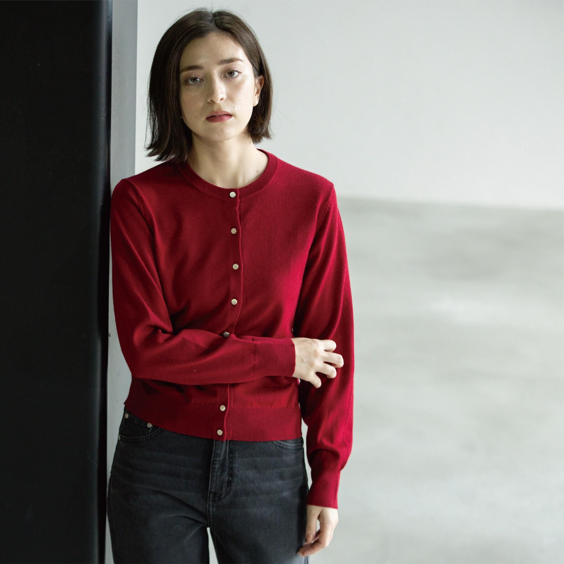 OPAQUE.CLIP「クルーニットカーディガン/エクストラファインメリノウール【THEシリーズ/洗濯機OK】」|カーディガン|