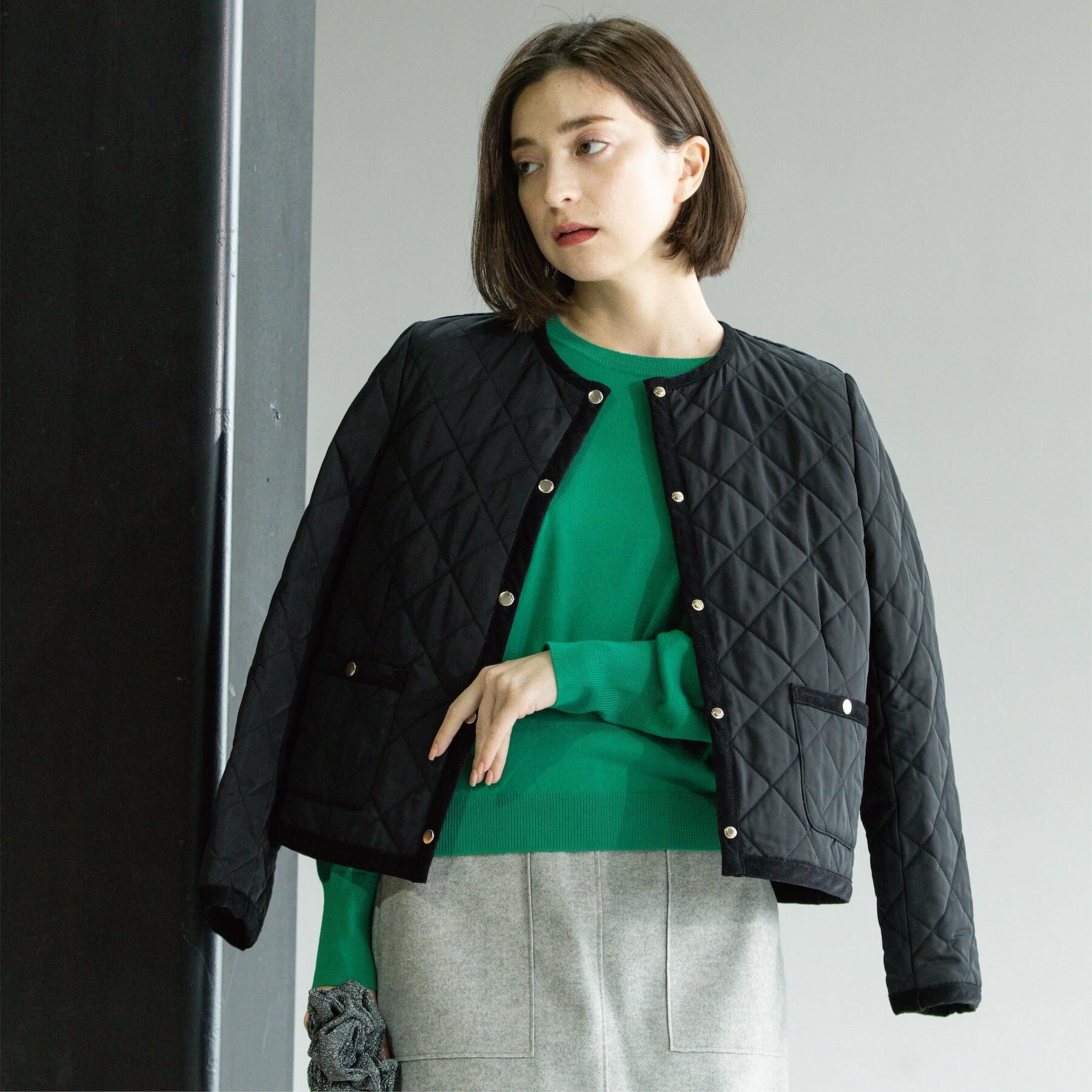 OPAQUE.CLIP「撥水キルティングノーカラージャケット【洗濯機洗い可】」|ノーカラージャケット|