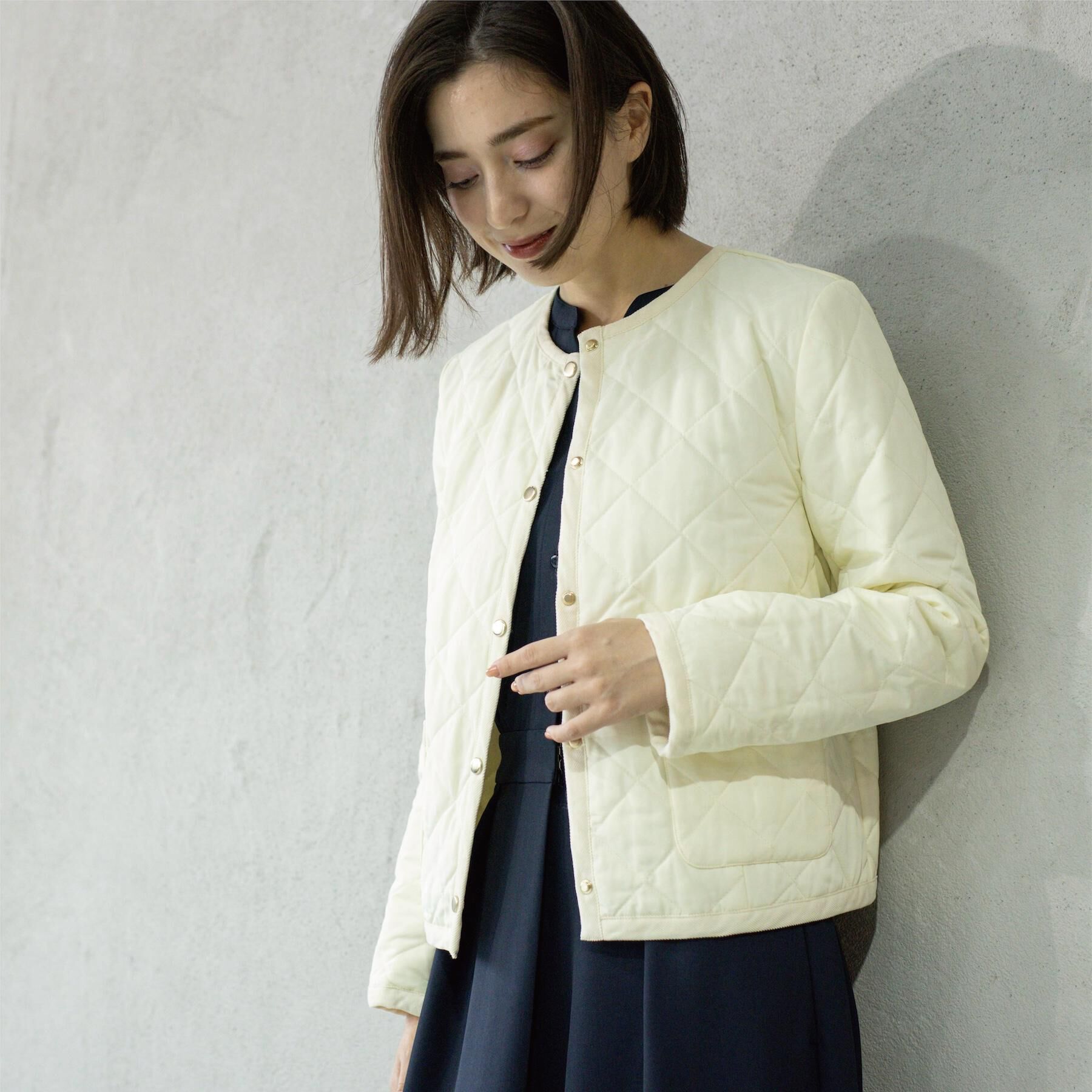 OPAQUE.CLIP「撥水キルティングノーカラージャケット【洗濯機洗い可】」|ノーカラージャケット|