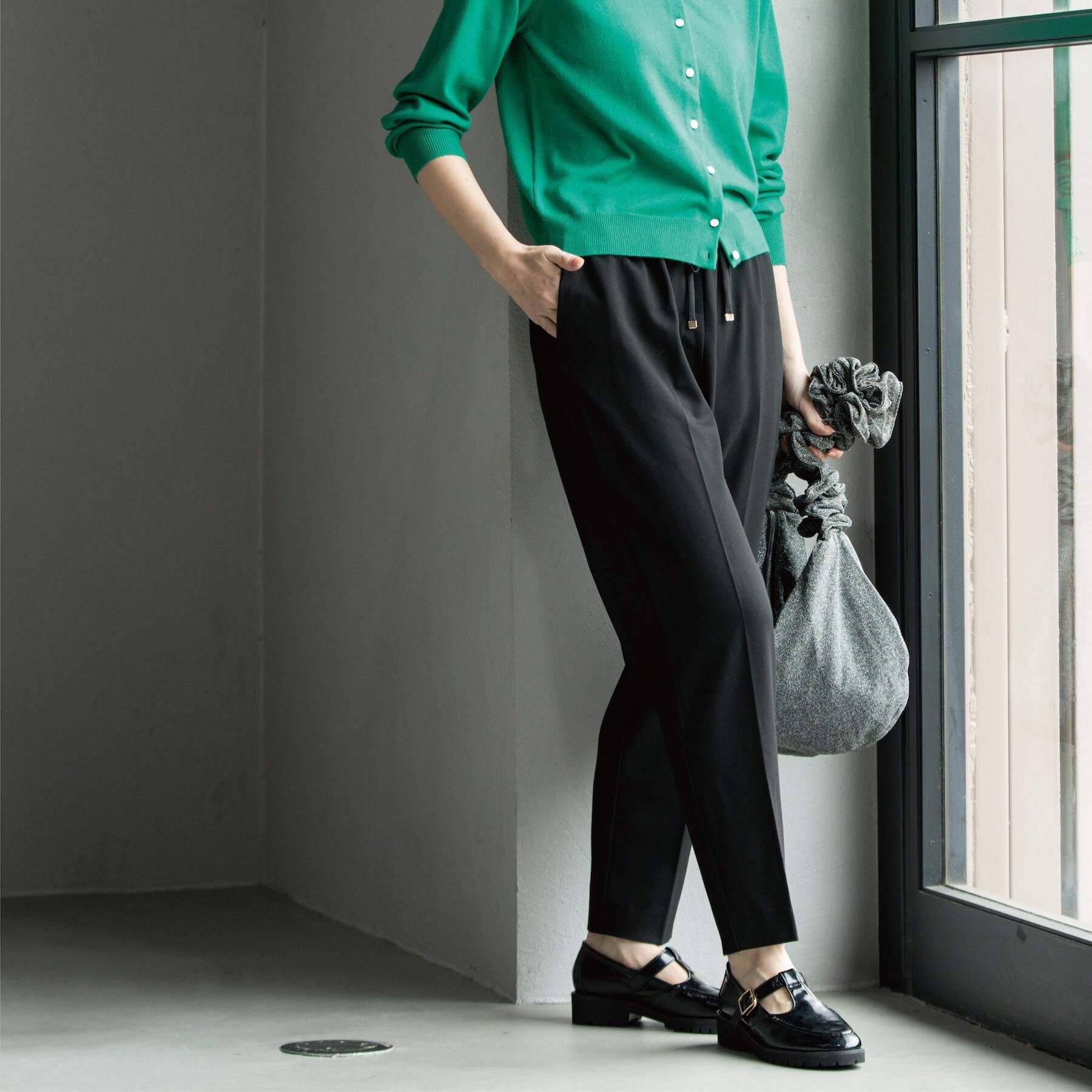 OPAQUE.CLIP「ウォームタッチ イージーテーパードパンツ【洗濯機洗OK/ストレッチ】」|その他|ブラック(019)