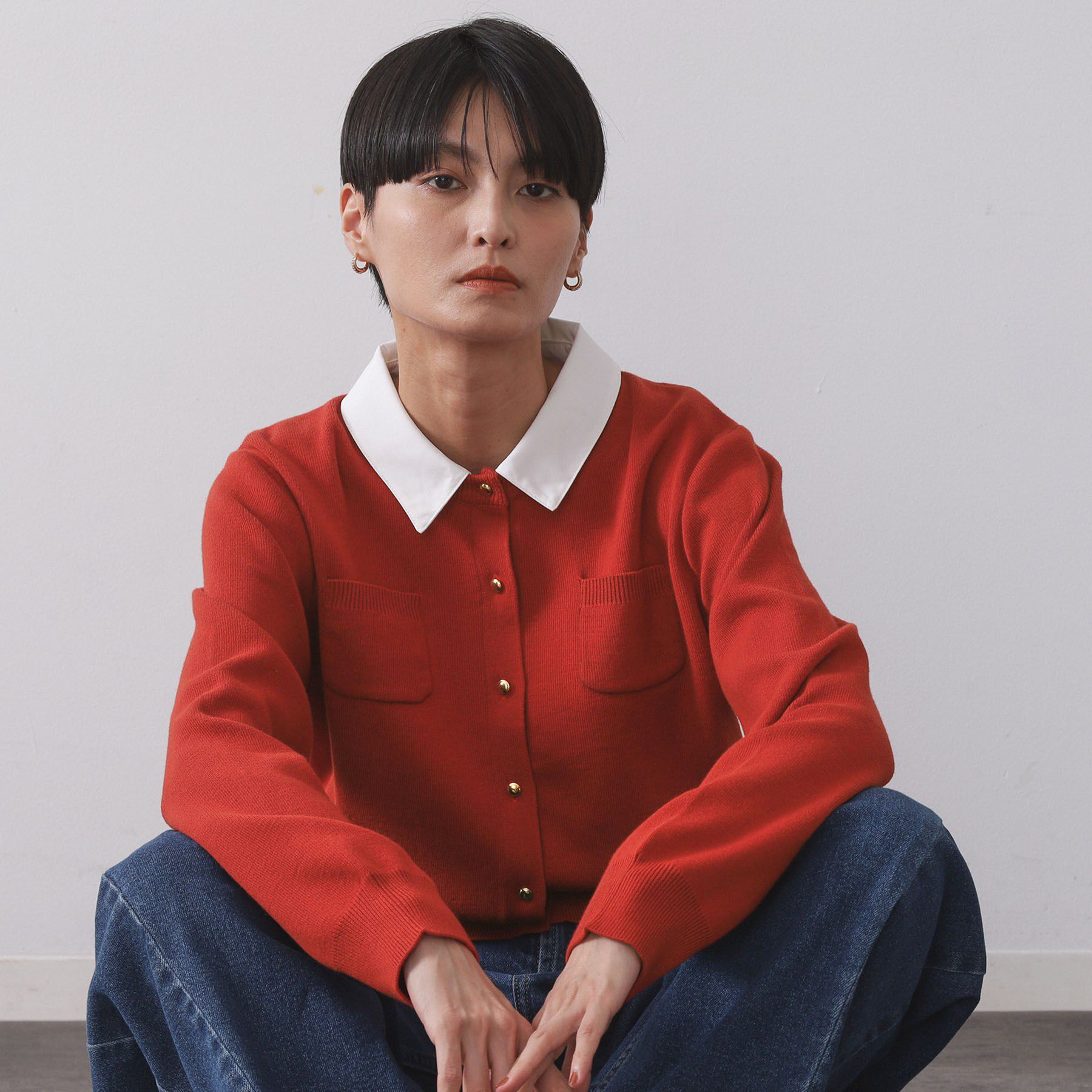 OPAQUE.CLIP「《andGIRL掲載》金ボタンニットカーディガン/衿取り外し可【洗濯機OK】」|カーディガン|