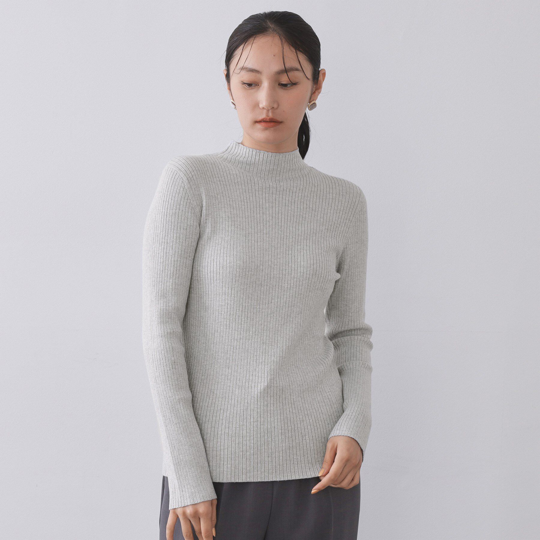 OPAQUE.CLIP「ハイネックリブニット【洗濯機OK】」|ニット・セーター|