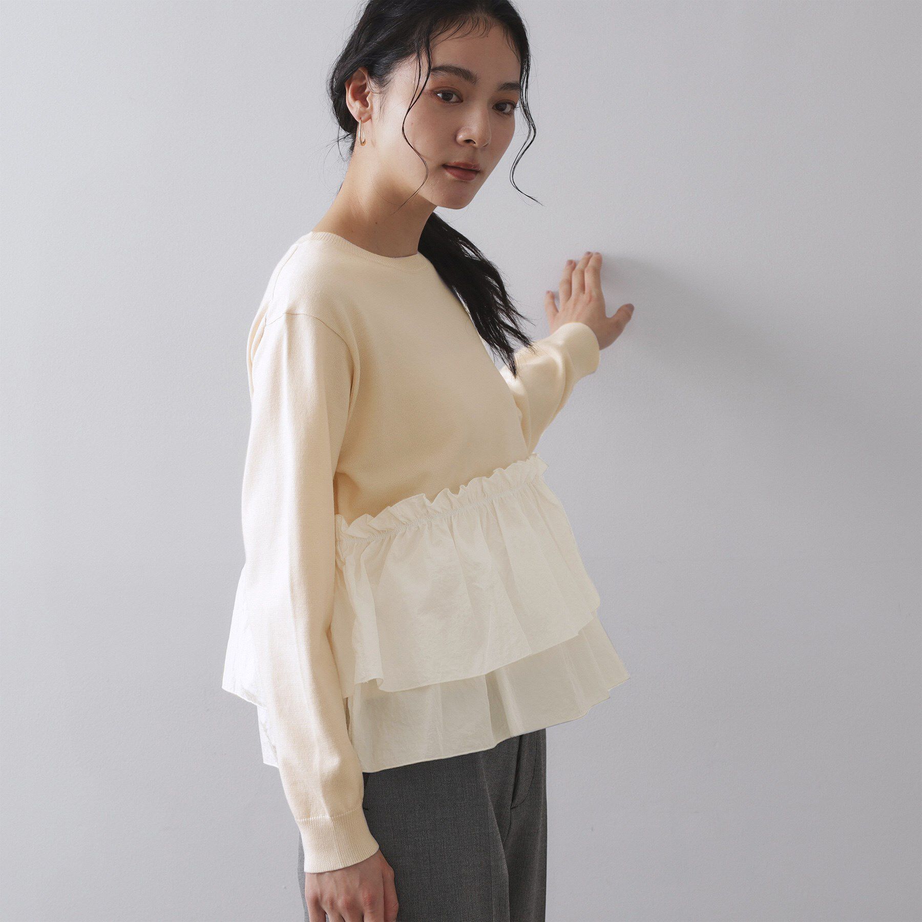 OPAQUE.CLIP「フリルドッキングニット【洗濯機OK】」|ニット・セーター|