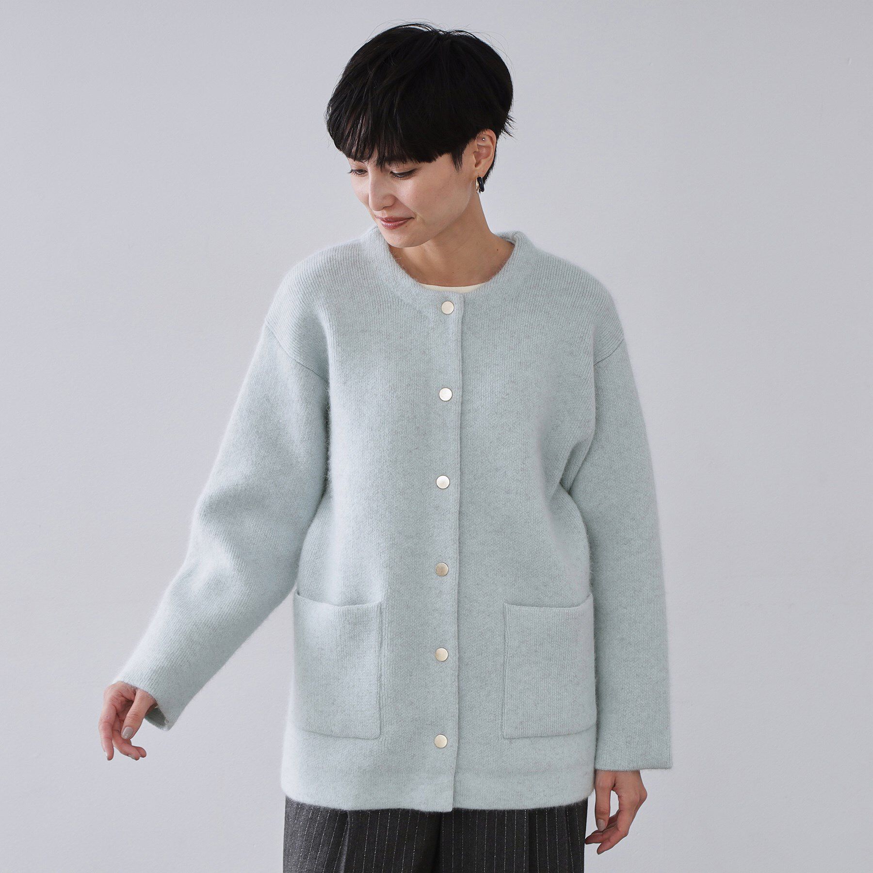 OPAQUE.CLIP「アンゴラ/フォックスブレンド　ニットカーディガン【洗濯機OK】」|カーディガン|