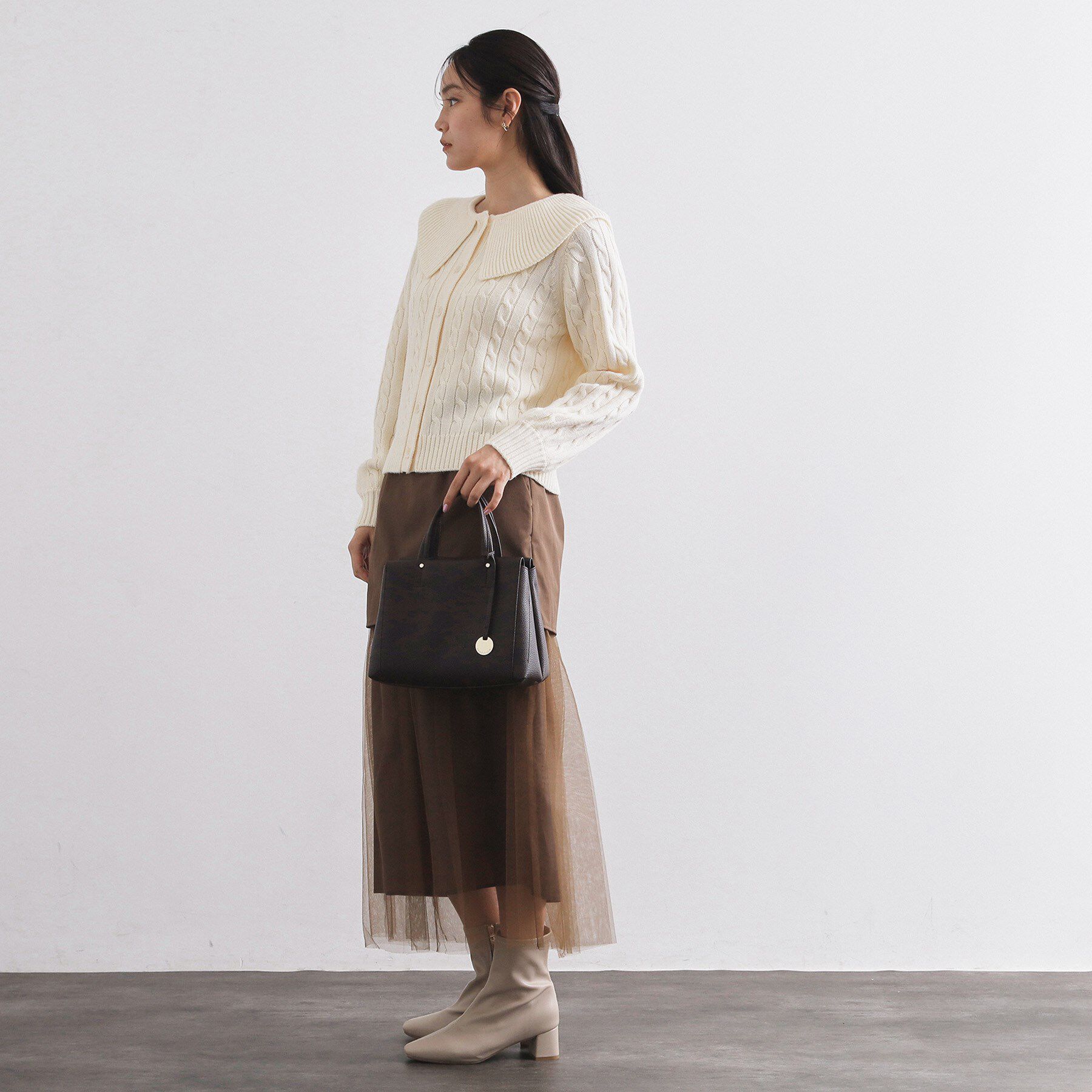 OPAQUE.CLIP「ビック襟ケーブルニット【洗濯機OK／抗ピル】」|ニット・セーター|