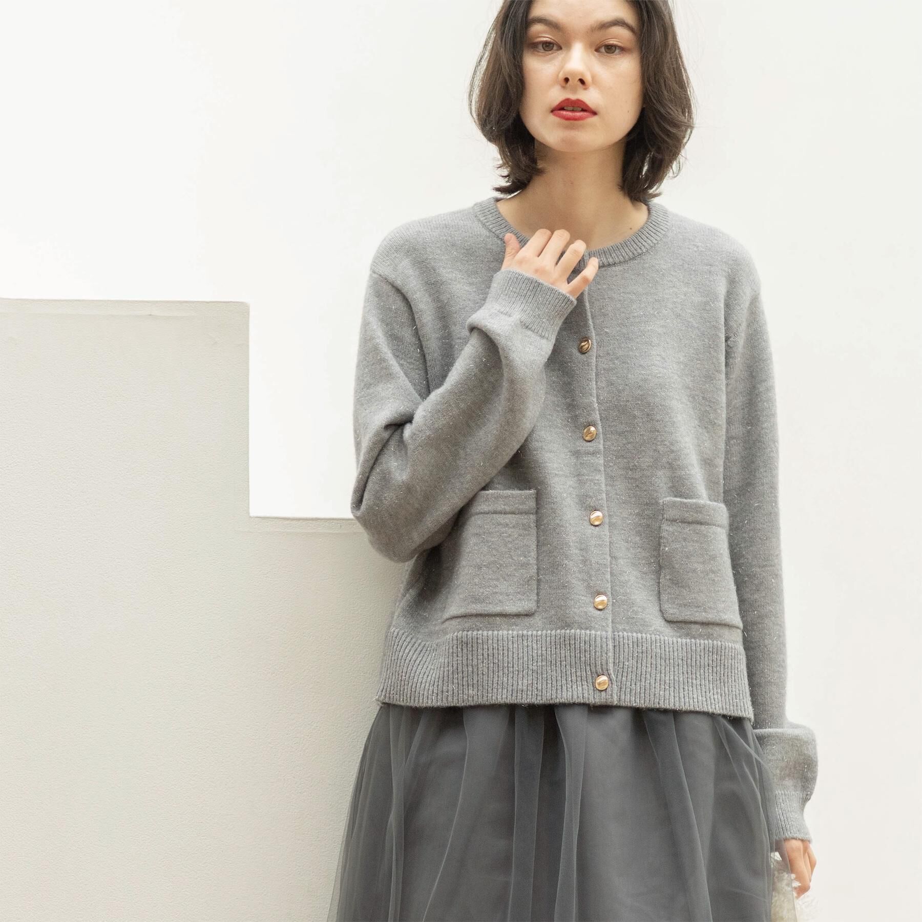 OPAQUE.CLIP「金ボタンラメニットカーディガン【洗濯機OK】」|カーディガン|