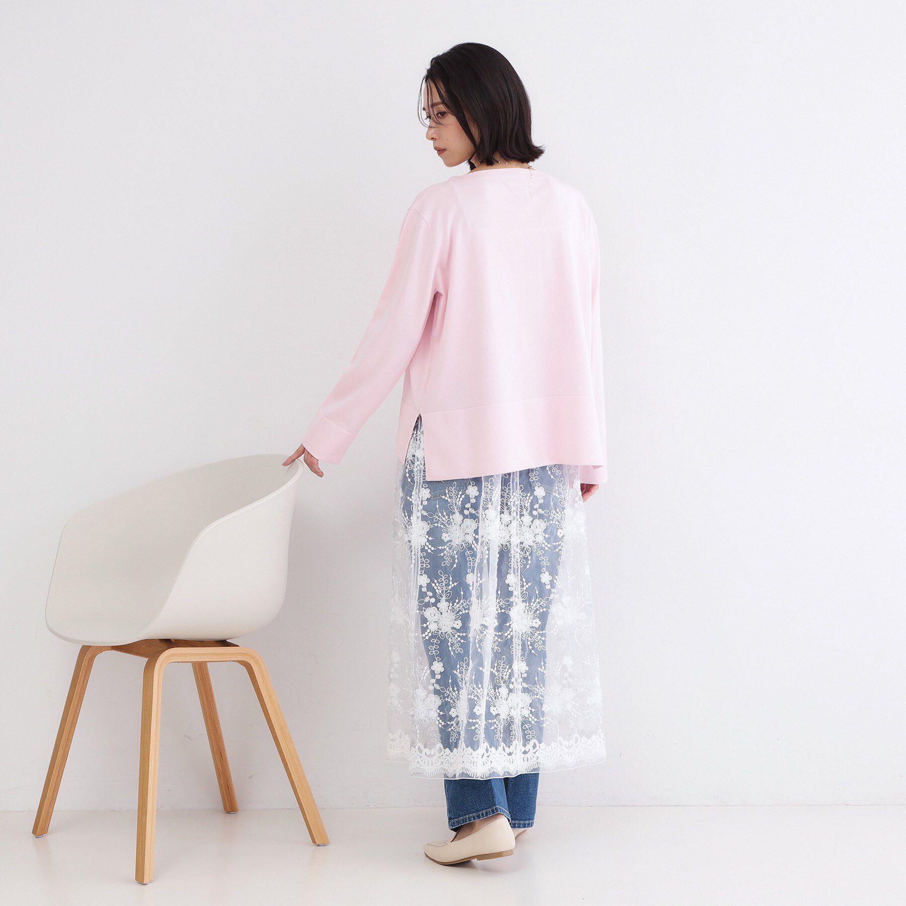 OPAQUE.CLIP「リラクシーボートネックニット/オーガニックコットン混【洗濯機OK/UVケア】《5col》」|ニット・セーター|