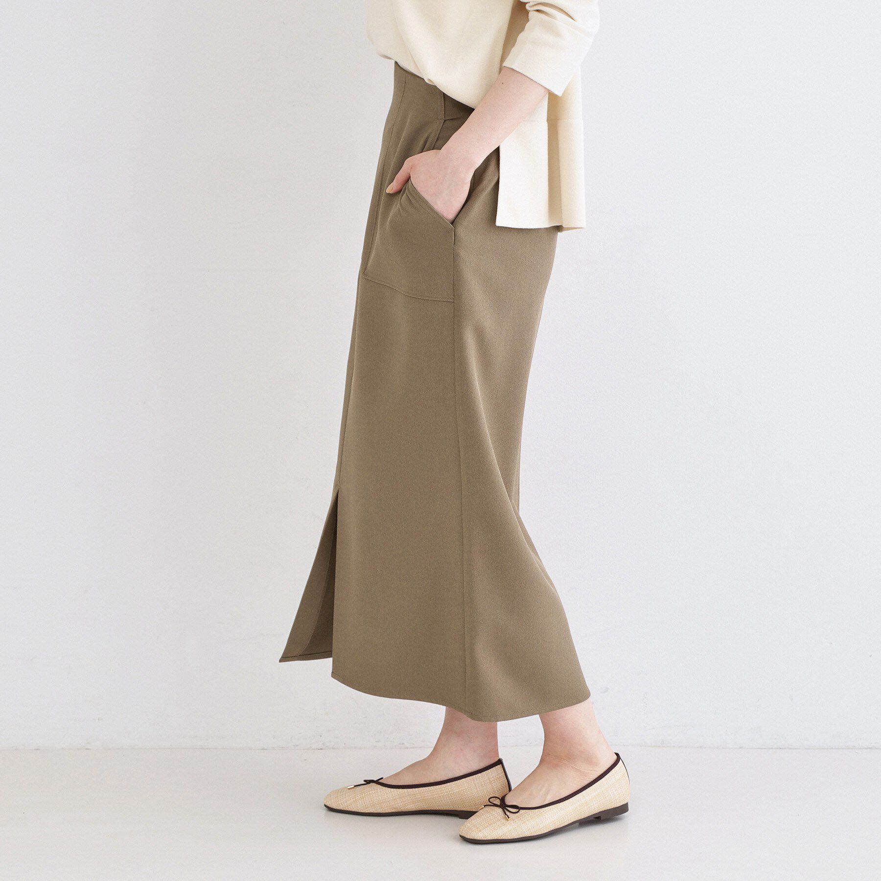 OPAQUE.CLIP「ストレッチダブルポケットタイトスカート【洗濯機OK】」|スカート|